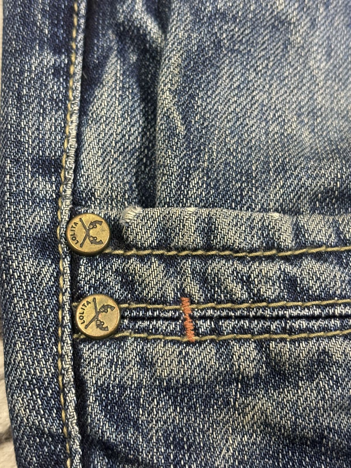 Beauty Beast Vintage Lolita x Beast Studded Flare Distressed Punk Jeans Size US 35 - 6 Thumbnail