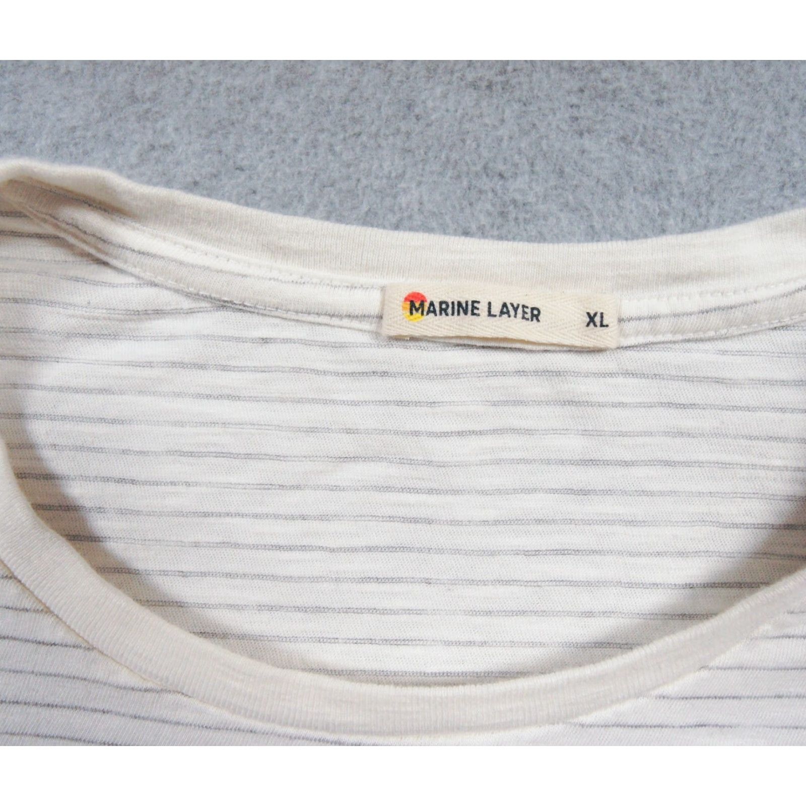 Marine Layer Marine Layer Shirt Mens XL White Short Sleeve Striped Pocket Tee Crewneck Size US XL / EU 56 / 4 - 6 Thumbnail