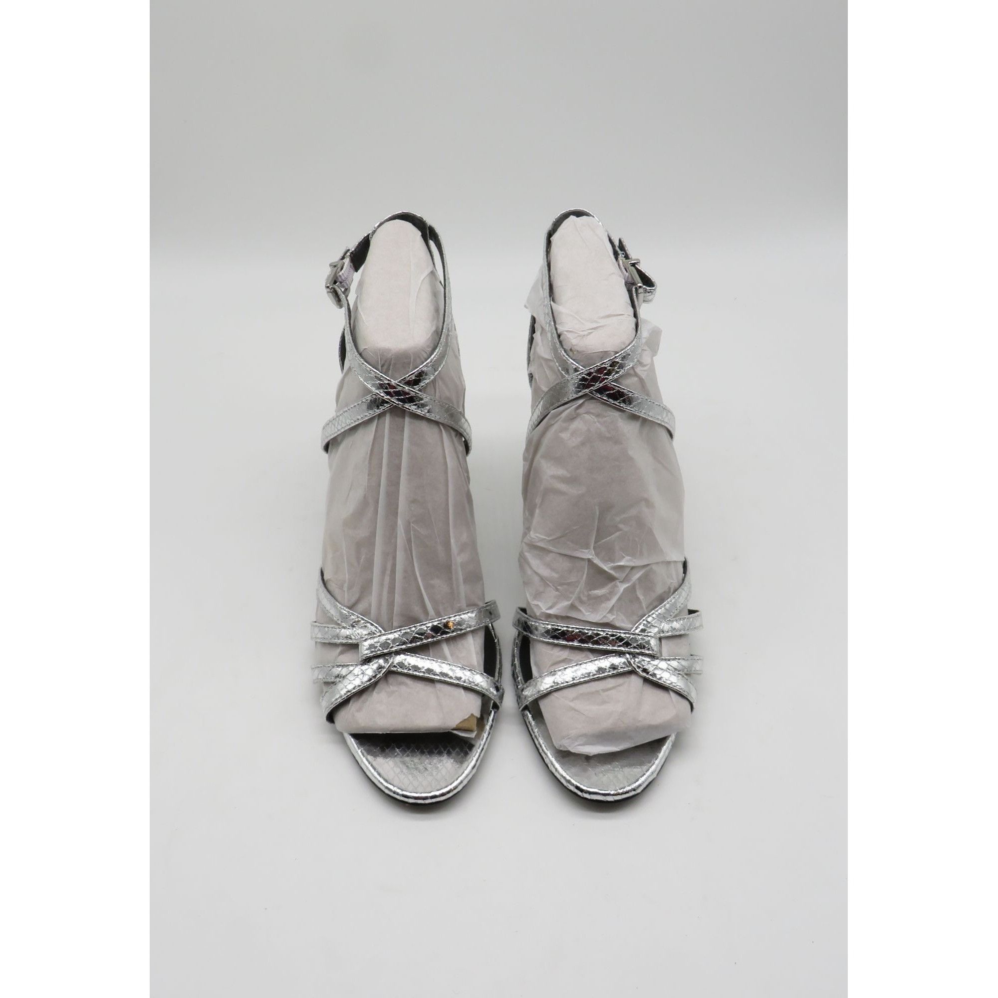Franco Sarto Franco Sarto Women's Silver Strappy Size 9 Heeled Sandals Sn Size US 9 / IT 39 - 2 Thumbnail
