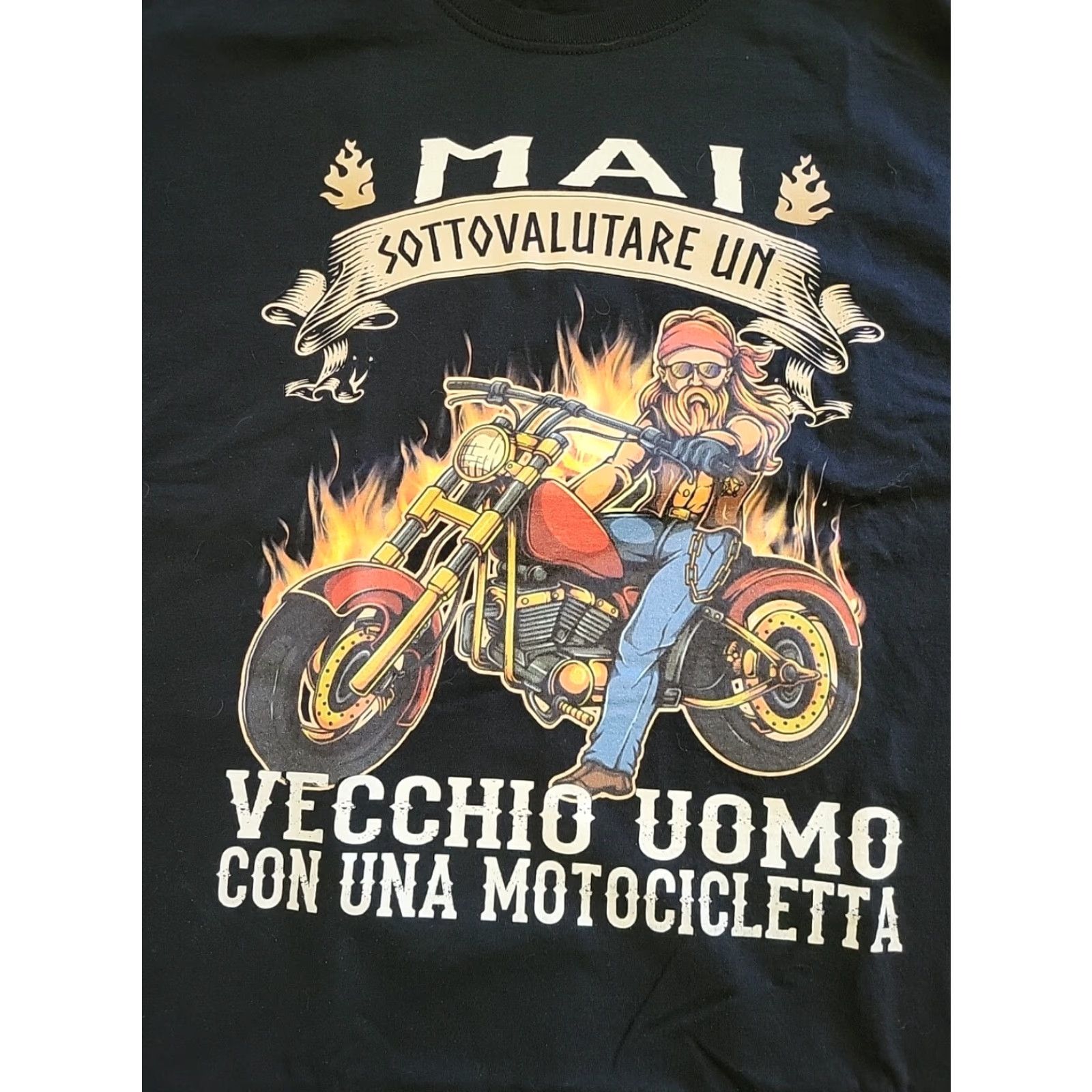 Fruit Of The Loom VINTAGE Fruit of the Loom 2XL T-Shirt Motorcycle Graphic Black Men Crew Neck Short Sleeve Never underestimate an old man on a motorcycle Size US XXL / EU 58 / 5 - 2 Thumbnail