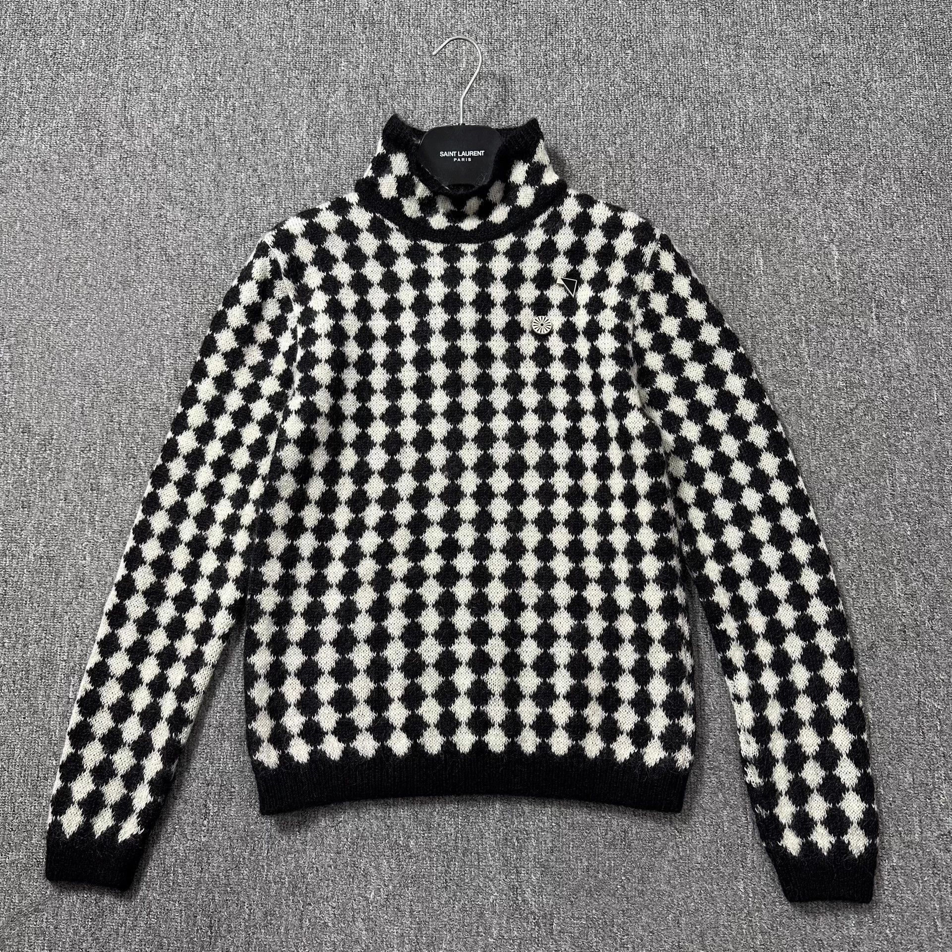 Saint Laurent Paris SLP black white houndstooth turtleneck Size S Size US S / EU 44-46 / 1 - 1 Thumbnail