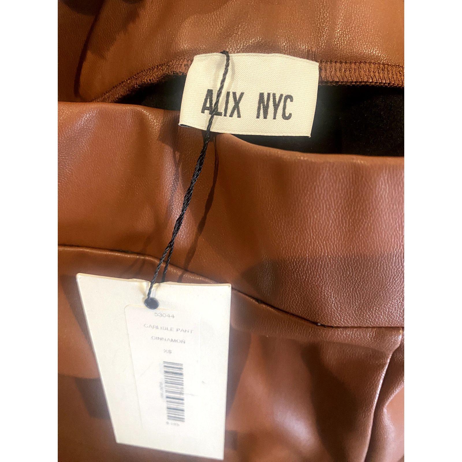 Designer ALIX NYC Carlisle Faux Leather Pant in Cinnamon Brown XS Size 25" / US 0 / IT 36 - 9 Thumbnail