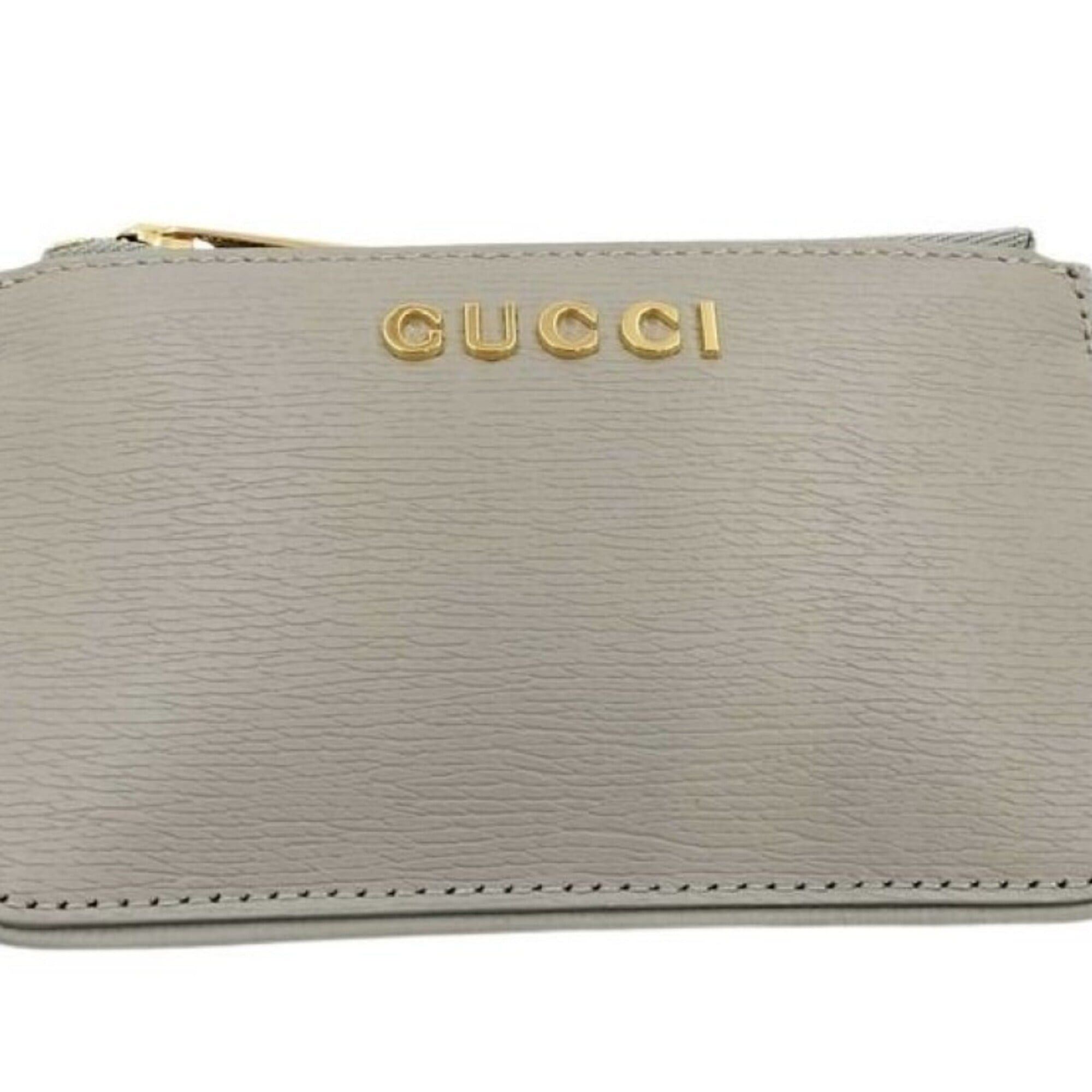 Gucci GUCCI Script Wallet/Coin Case 790102 Gray Leather Men's/Women's Size ONE SIZE - 1 Thumbnail