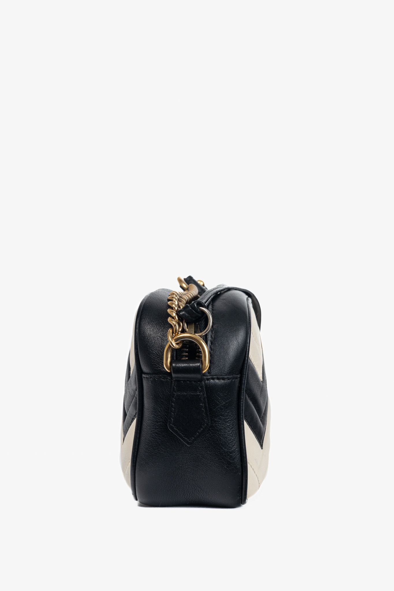 Gucci Gucci GG Marmont Black & Creme Chevron Mini Camera Bag Size ONE SIZE - 3 Thumbnail