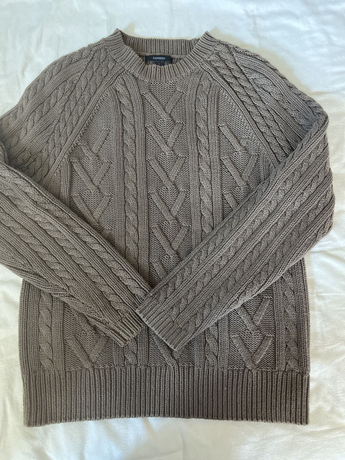 Express Brown Cable Knit Sweater | Grailed