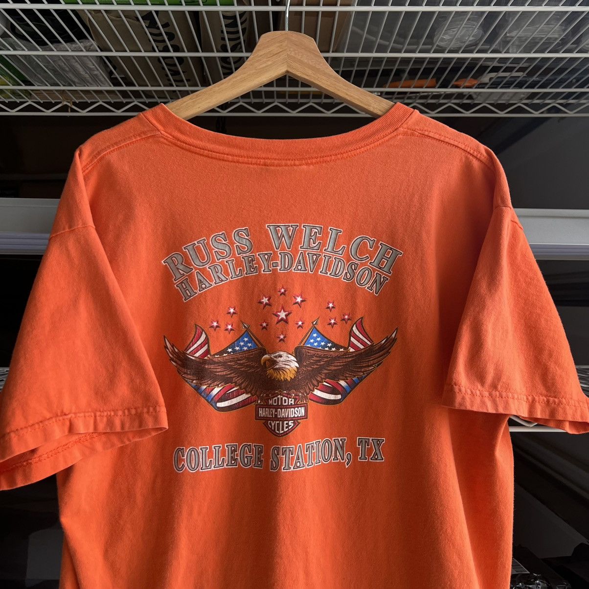 Vintage 2000s orange harley davidson college station tee Size US XL / EU 56 / 4 - 6 Thumbnail