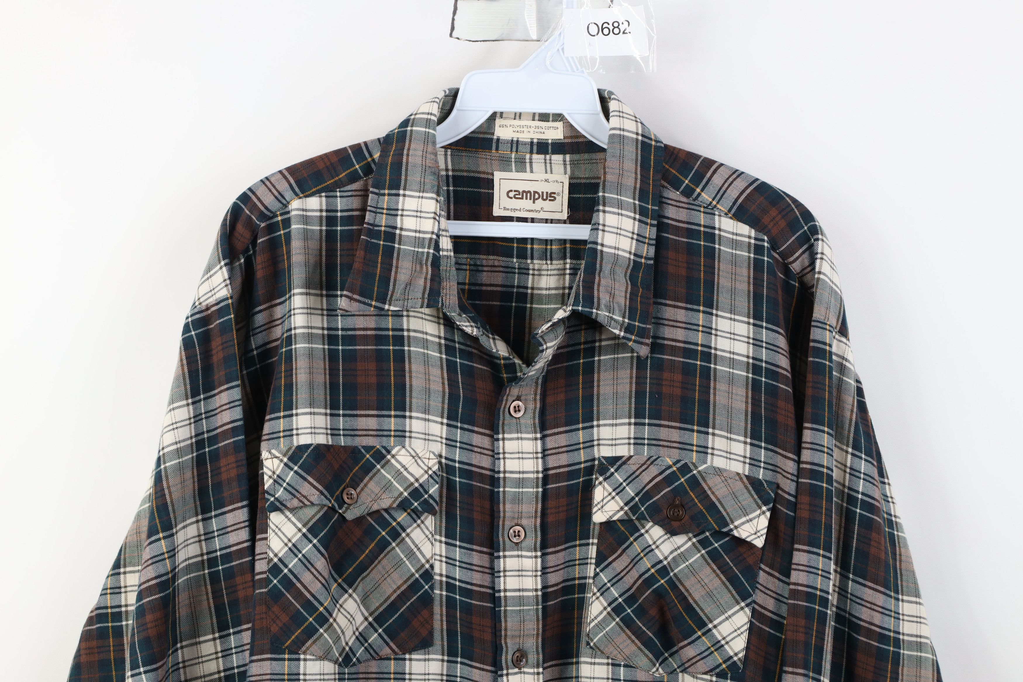Vintage Vintage 70s Streetwear Flannel Collared Button Shirt Plaid Size US XL / EU 56 / 4 - 2 Thumbnail