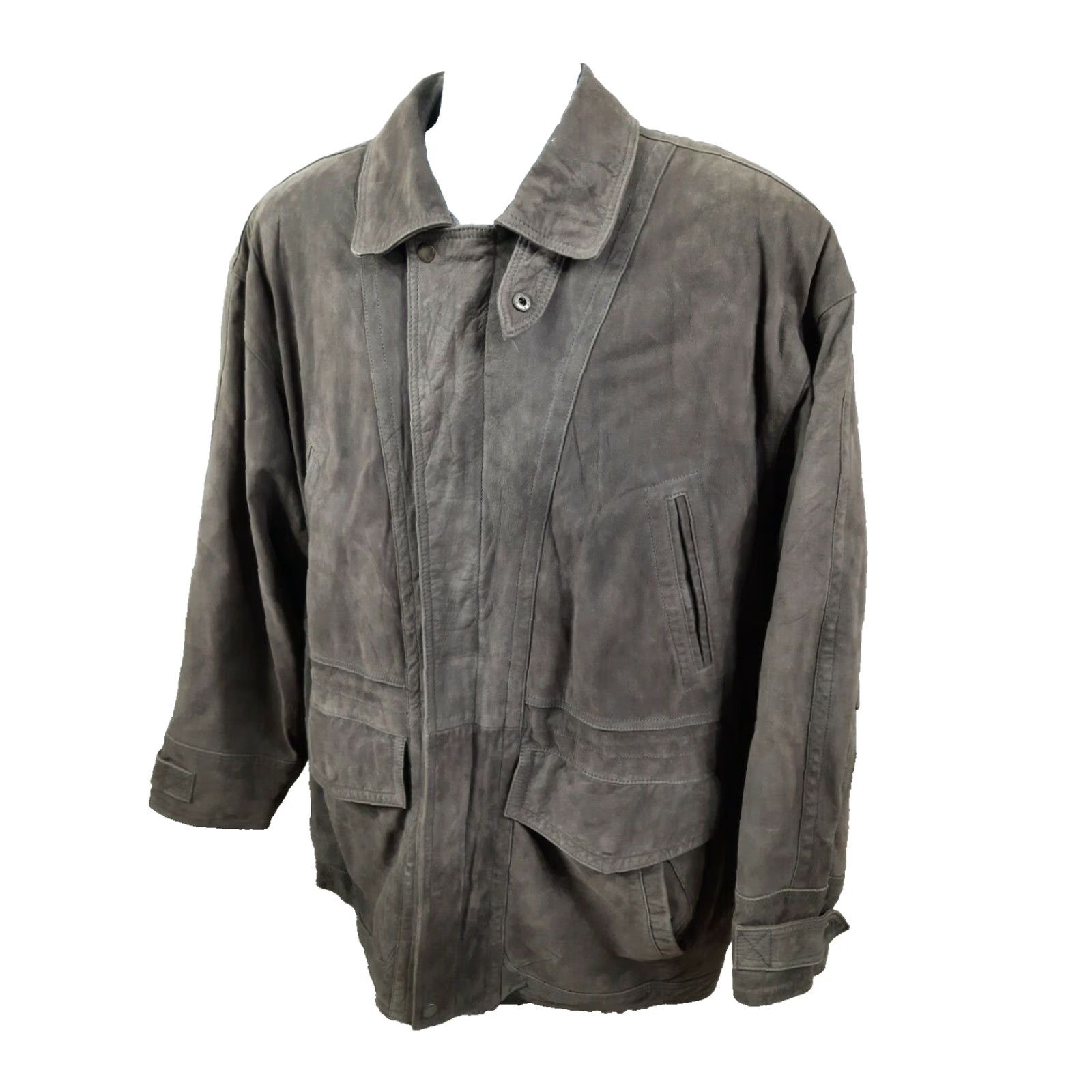 Vintage VINTAGE St. John's Bay Leather Bomber Jacket Men's XL Brown Suede Leather Coat Warmer Pockets 90s Overcoat Zip Size US XL / EU 56 / 4 - 2 Thumbnail