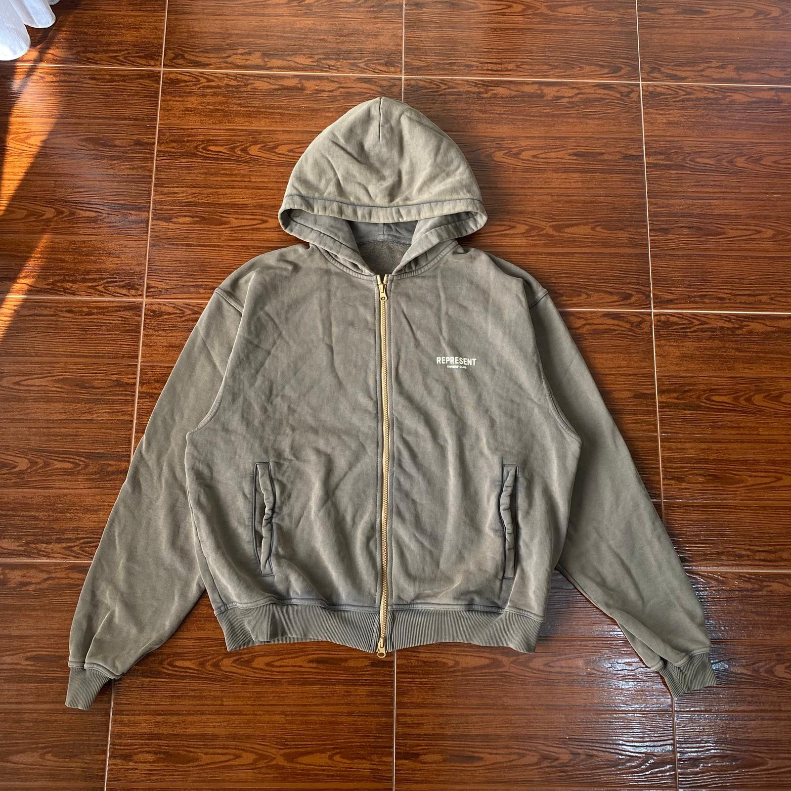 Represent Clo. 1 of 1 Washed Brown Owners Club Logo Oversized Zip Hoodie Size US S / EU 44-46 / 1 - 2 Thumbnail
