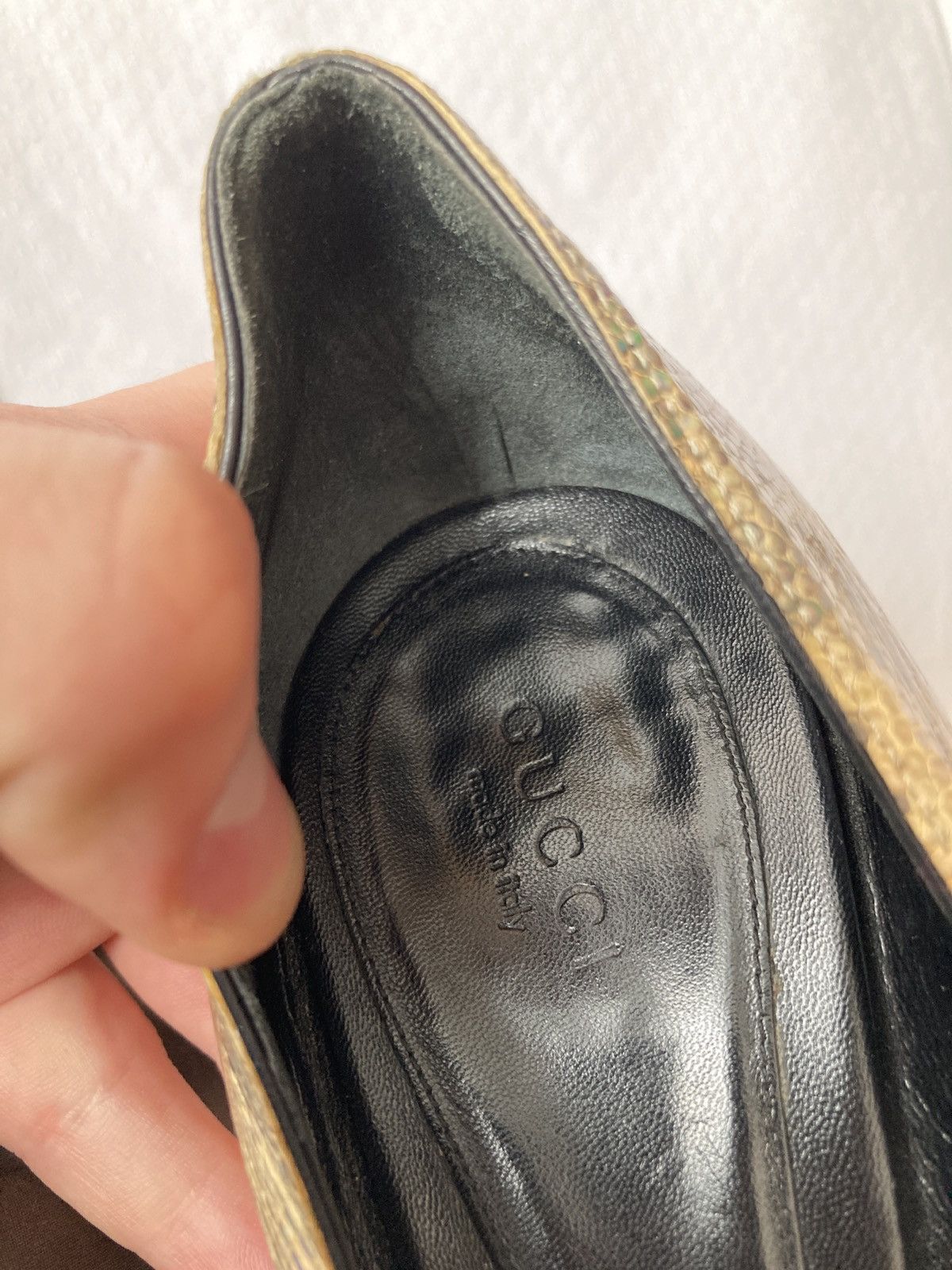 Gucci Gucci gold gold exotic leather Vintage Heels Size US 9.5 / IT 39.5 - 8 Thumbnail