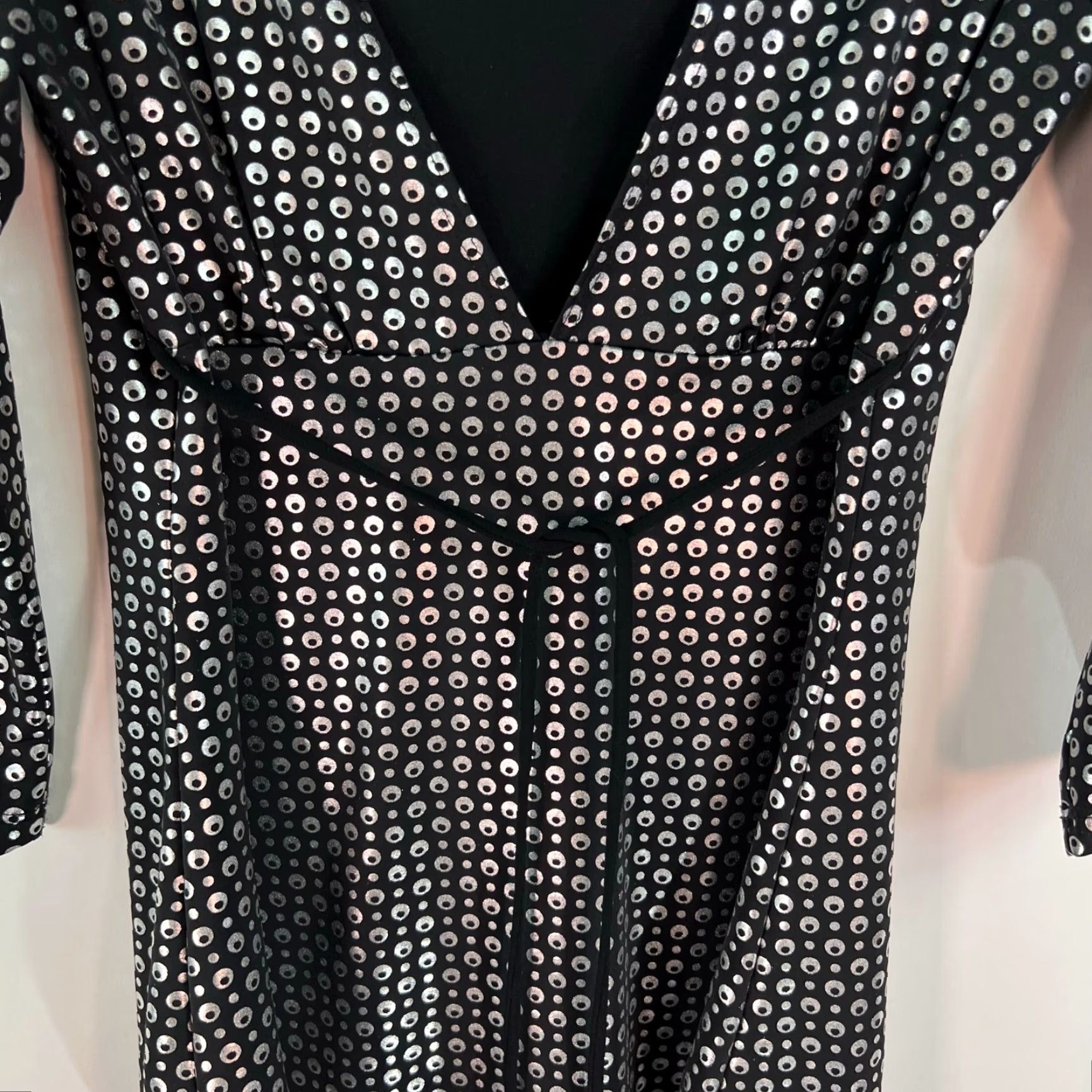 Vintage VINTAGE Siren Lily Metallic Polka Dot Dress Top Womens Size S Black Silver Size S / US 4 / IT 40 - 2 Thumbnail