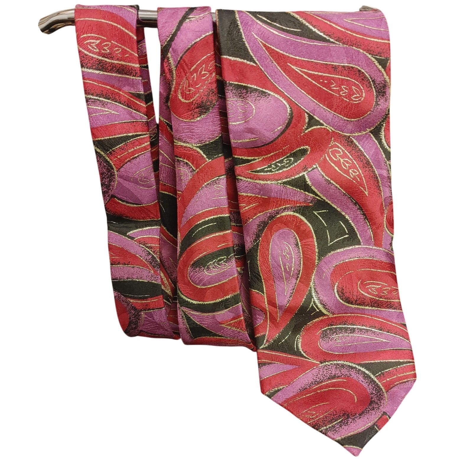 Other VTG Emilio Romano Silk Red/Pink/Black Abstract Swirl Tie Size ONE SIZE - 1 Thumbnail
