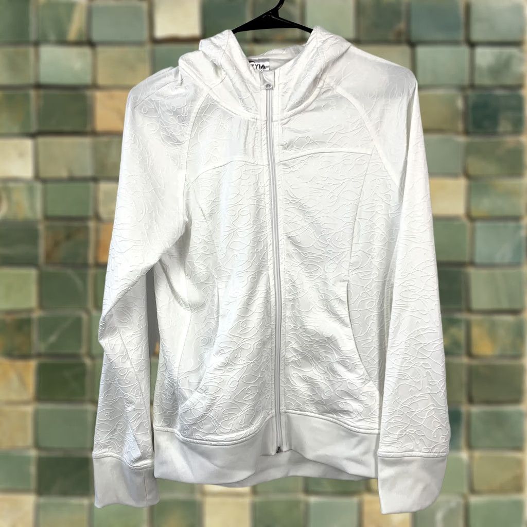Vintage ZYIA Active Allegro Women's White Full Zip Hoodie Textured Jacket Size S Size S / US 4 / IT 40 - 1 Thumbnail
