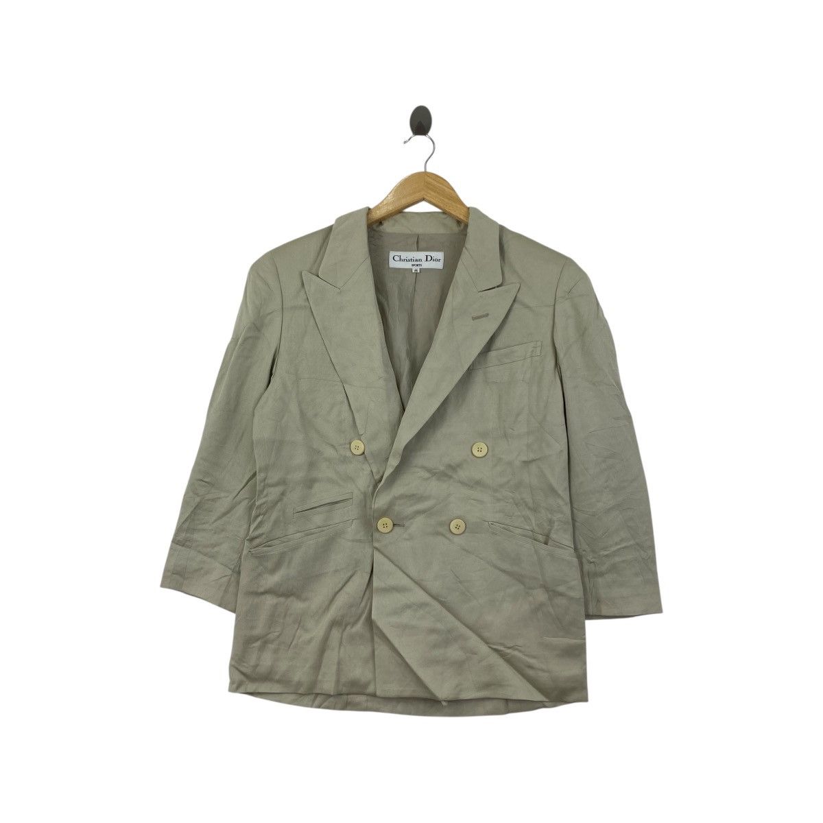 Dior Vintage CHRISTIAN DIOR SPORTS Beige Plain Blazer Coat Jacket Size M / US 6-8 / IT 42-44 - 1 Thumbnail