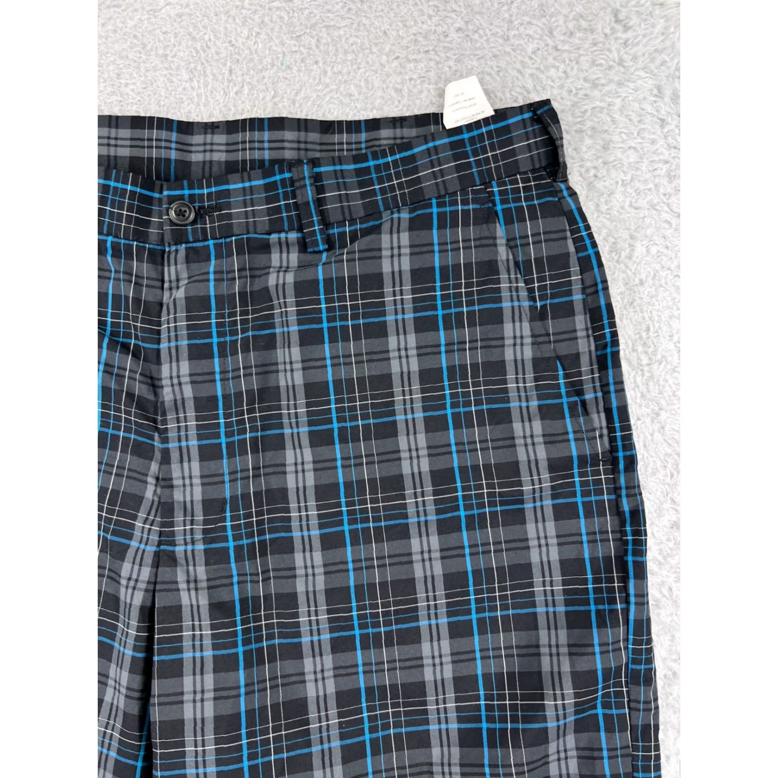 Hogan Ben Hogan Mens Blue Gray Plaid Shorts 34 Polyester Golf Sportswear Chino Casual Travel Workwear American Outdoor Golf Size US 34 / EU 50 - 6 Thumbnail