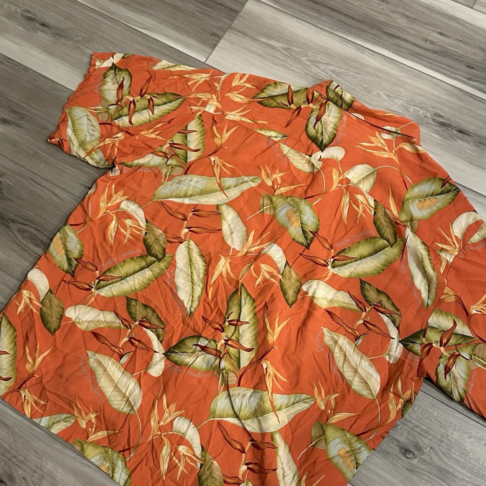 Harley Davidson Harley Davidson Vintage Hawaiian Mens 3XL Silk Shirt Tori Size US XXL / EU 58 / 5 - 7 Thumbnail