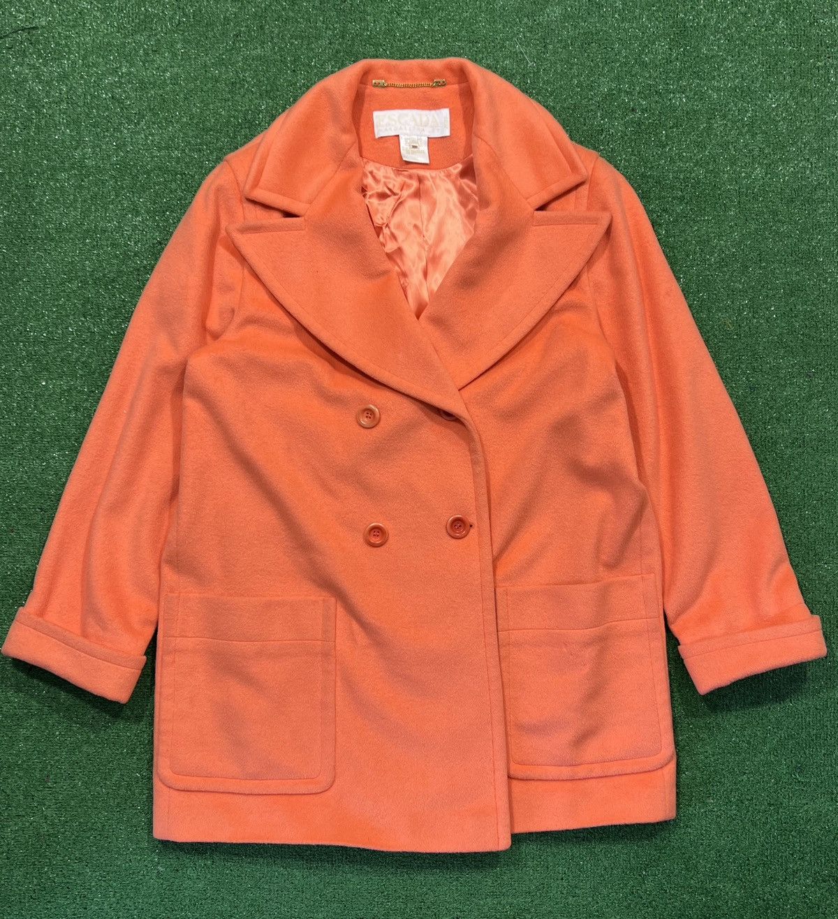 image of Escada Angora Wool Coat Margaretha Ley in Coral, Women's (Size Small)