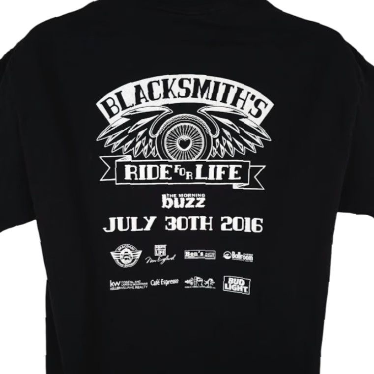 Gildan VINTAGE Blacksmiths Ride For Life T Shirt Mens Size Large Black Organ Donation Biker Size US L / EU 52-54 / 3 - 2 Thumbnail
