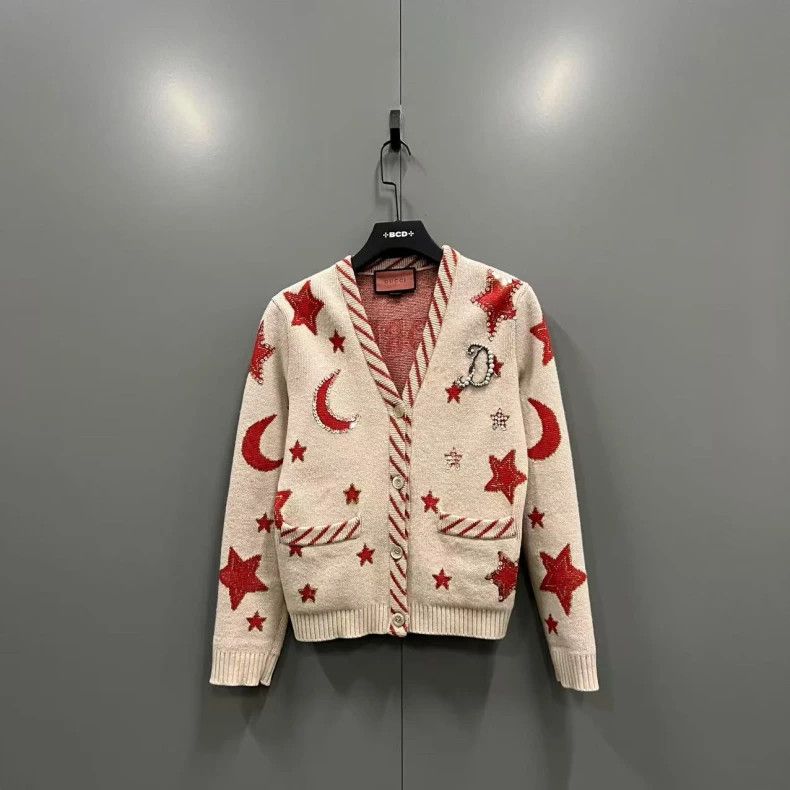 Gucci Gucci Sequin pearl embroidery knitted cardigan jacket 2502- Size US M / EU 48-50 / 2 - 1 Thumbnail