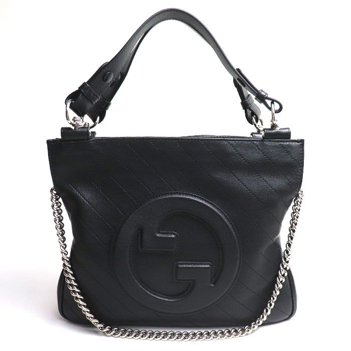 Gucci Blondie Small Tote Bag 2way Shoulder Bag Black Leather