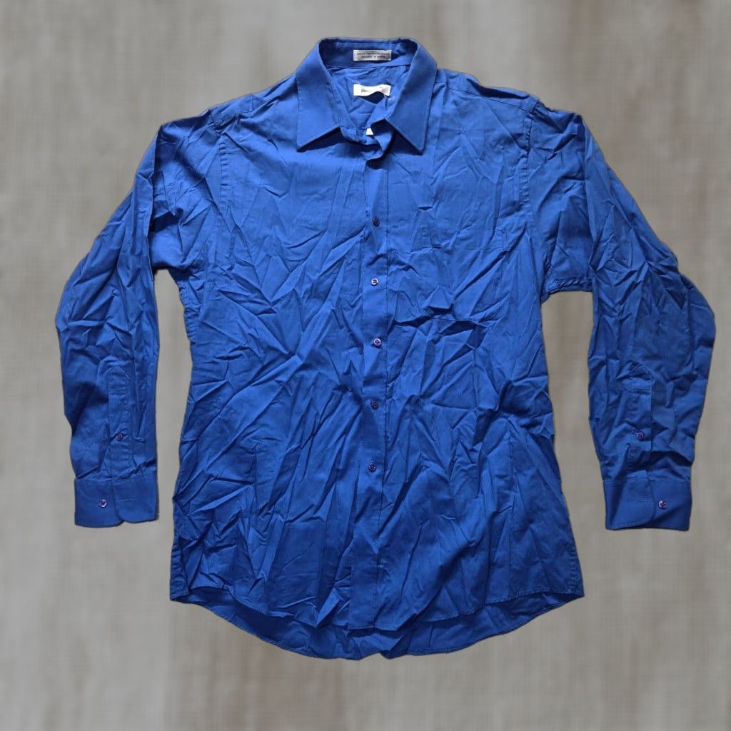 Pierre Cardin Pierre Cardin Solid Blue Long Sleeve Button-Up Shirt Adult Men's Size 16 34/35 (No N/A) Size US L / EU 52-54 / 3 - 1 Thumbnail