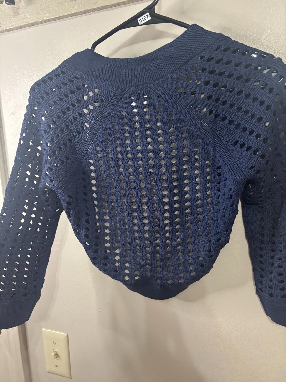 Designer Wynne Layers Cozy Navy Blue Open Knit Sweater - Size XS Size XS / US 0-2 / IT 36-38 - 2 Thumbnail