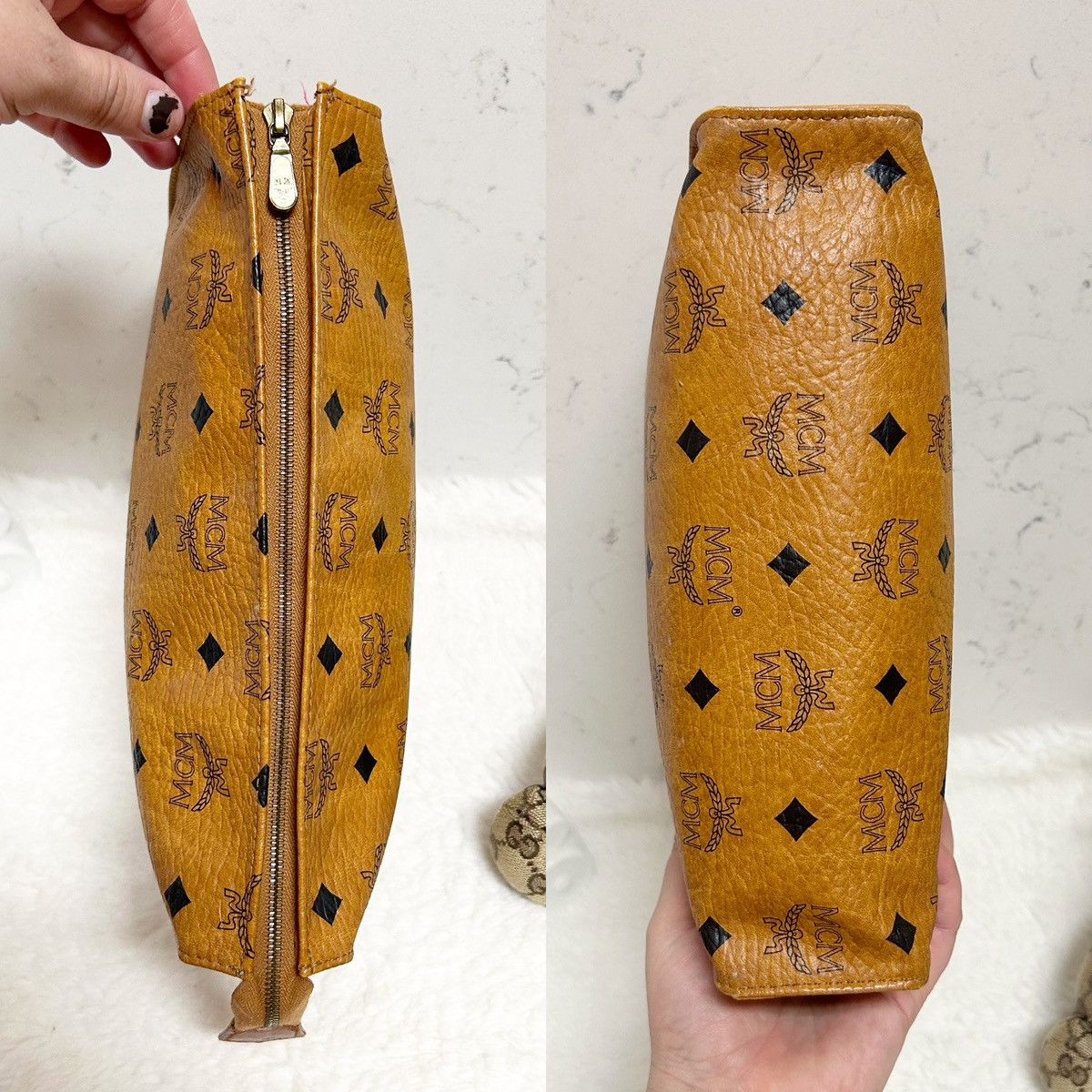MCM Authentic MCM Cognac Monogram XL Cosmetic Bag / Clutch Size ONE SIZE - 7 Thumbnail