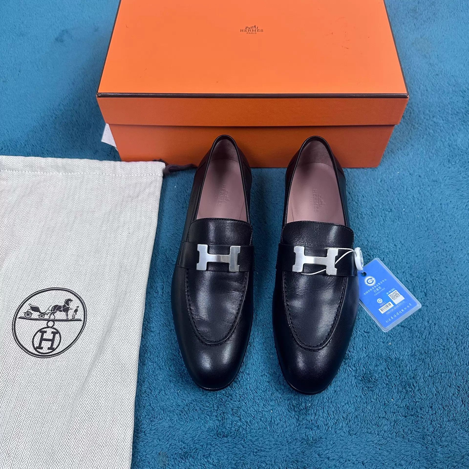 Hermes Hermès Paris Leather Loafer Black 36.5 Size US 6 / IT 36 - 1 Thumbnail