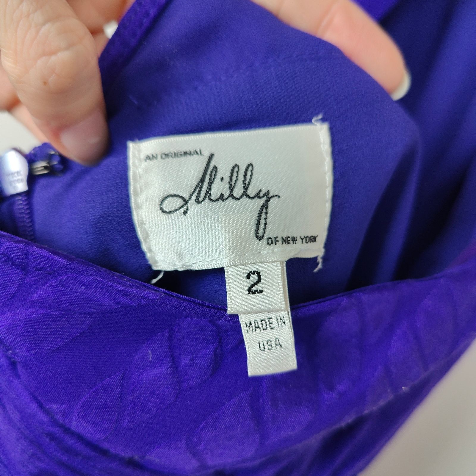 Other Milly Silk Ruffle Gown Womens 2 Purple Embossed Size XS / US 0-2 / IT 36-38 - 6 Thumbnail