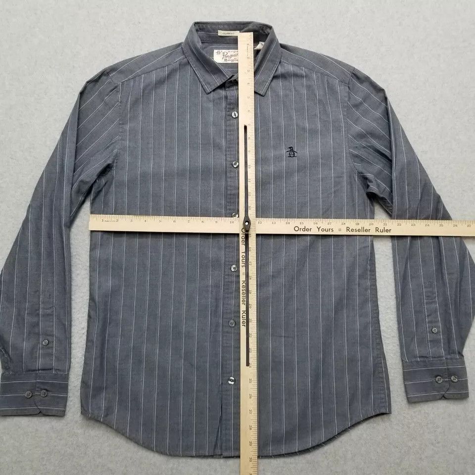 Original Penguin Penguin Shirt Mens Medium Gray Striped Casual Button Down Size US M / EU 48-50 / 2 - 8 Thumbnail