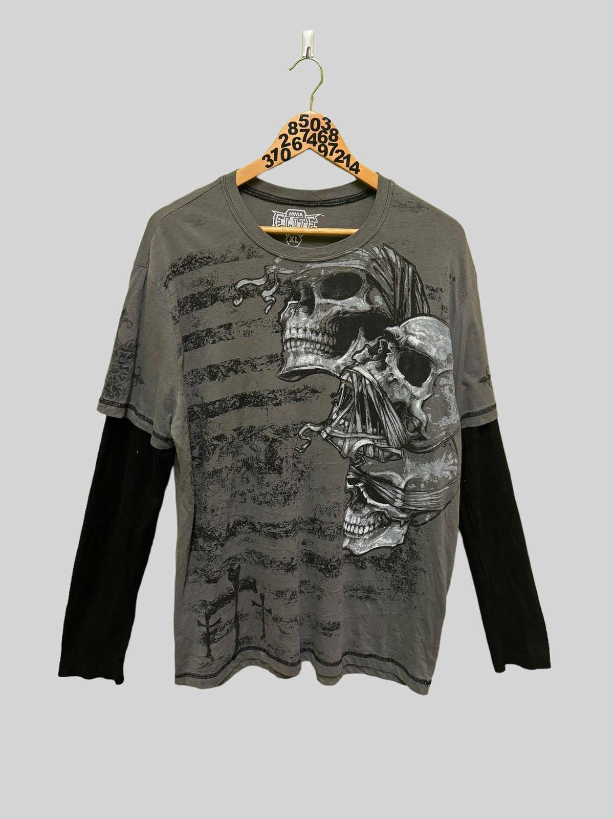 Affliction Vintage MMA Elite Skull/Cross Longsleeve | Grailed