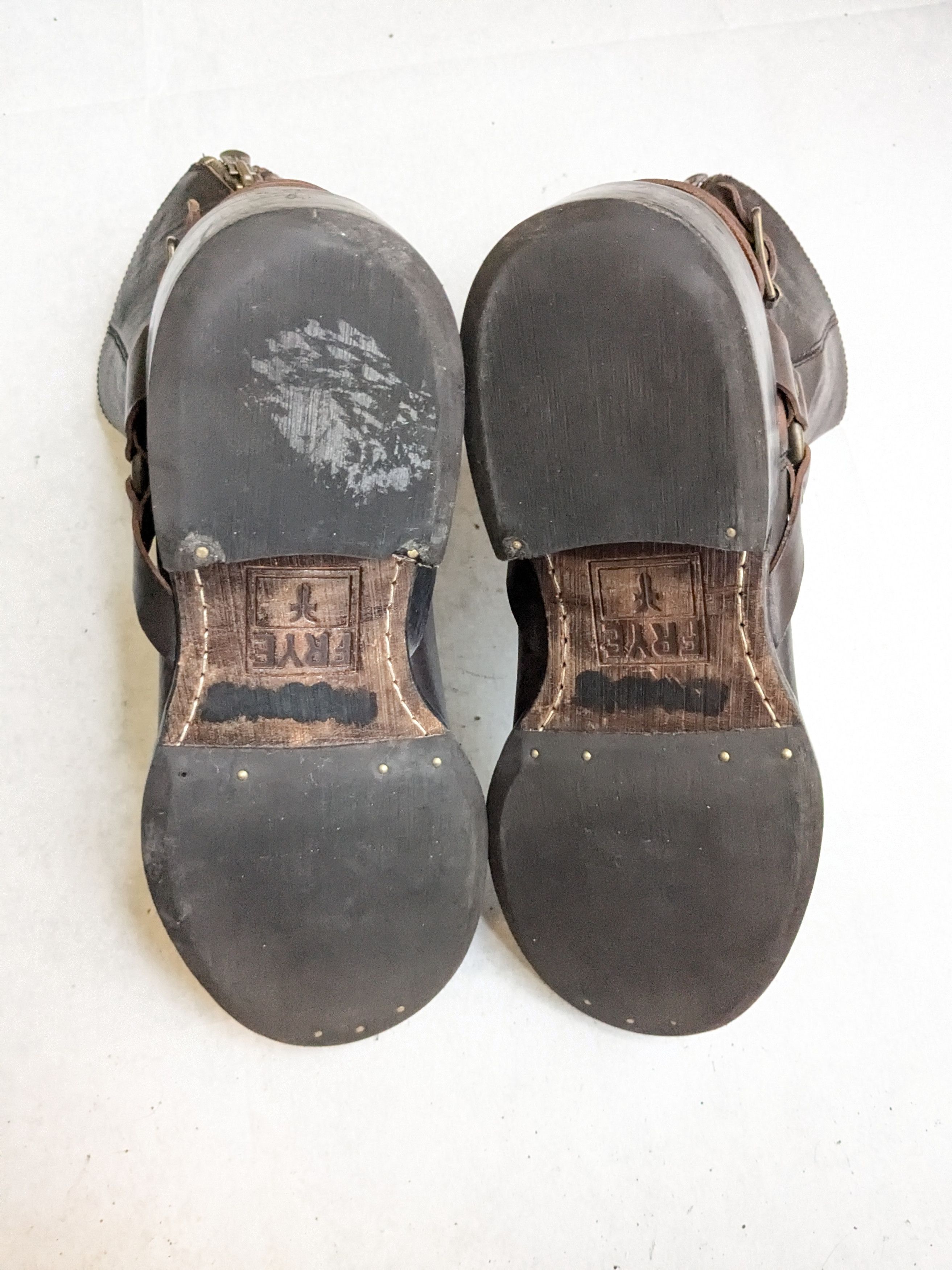 Frye Frye Harness Boots Brown 11.5 Leather Buckle Back Zip Size US 11.5 / EU 44-45 - 16 Thumbnail