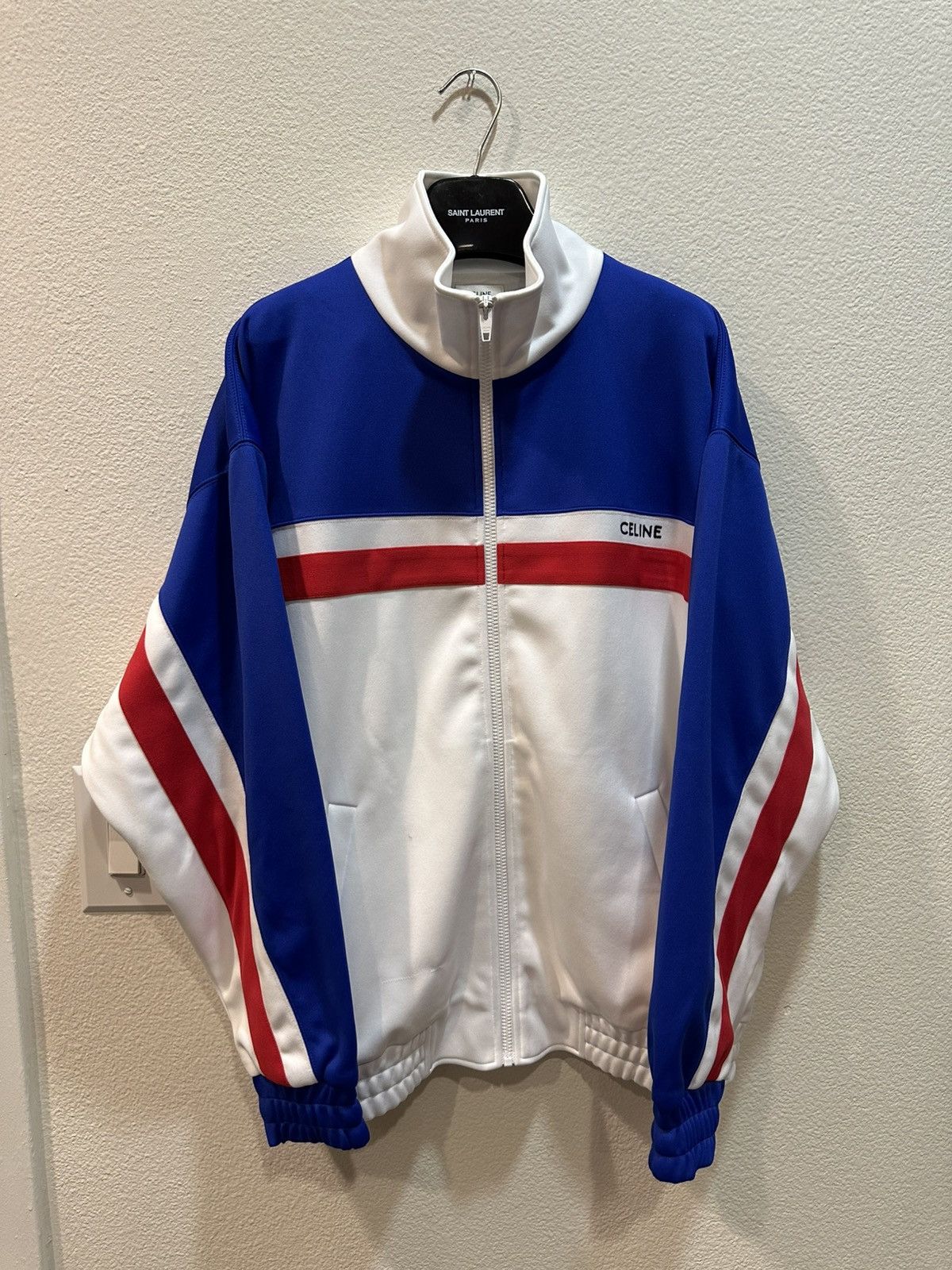 Celine × Hedi Slimane BNWT $1500 SS23 Tri Color Tracksuit Jacket L Size US L / EU 52-54 / 3 - 1 Thumbnail