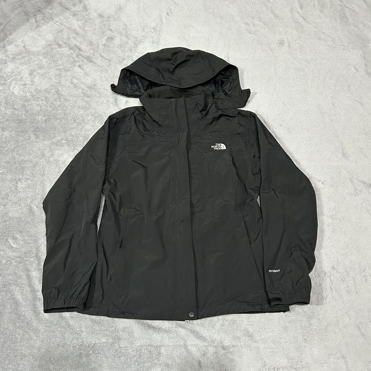 image of The North Face Black Jacket Hyvent Mini Logo Embriordery, Women's (Size Large)