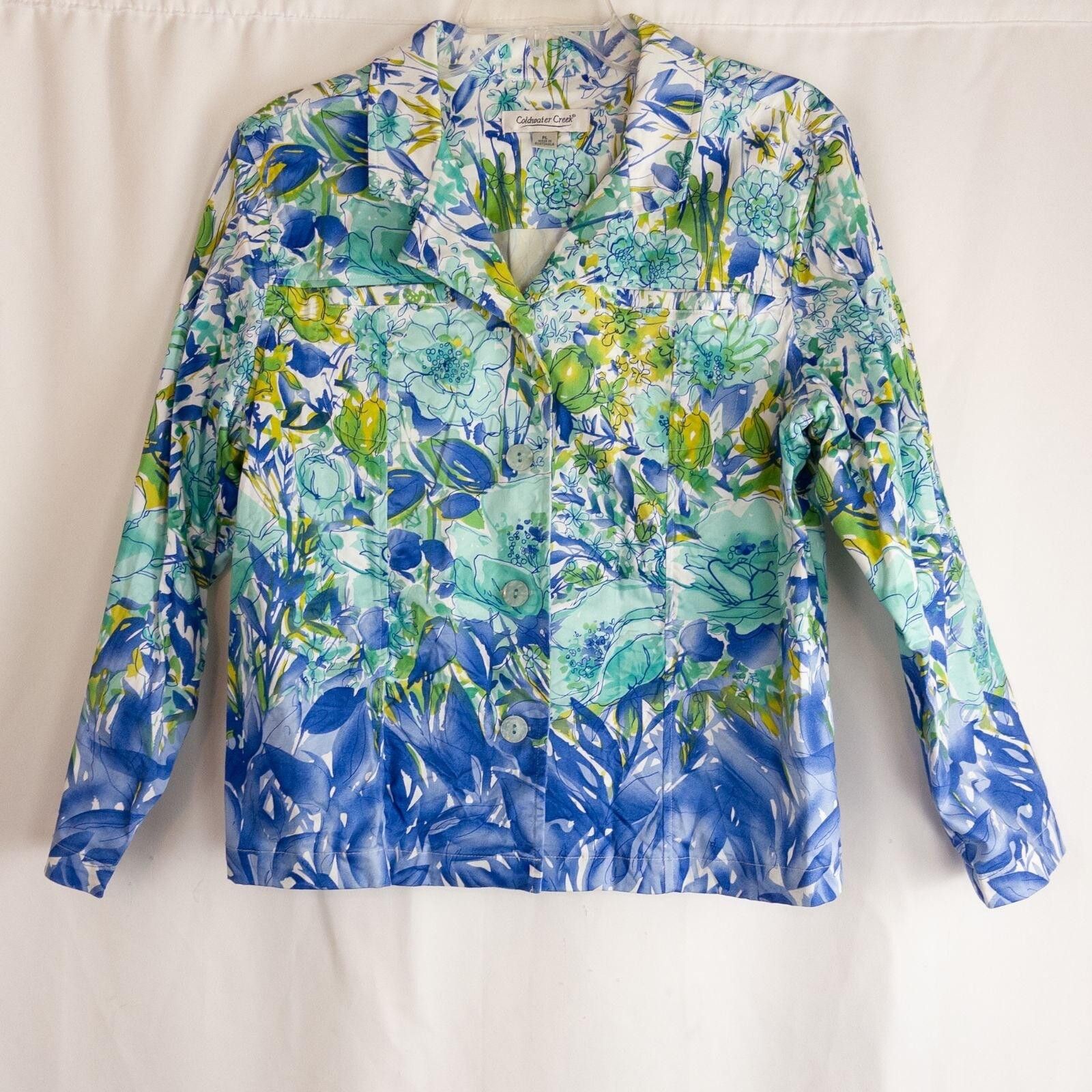 Coldwater Creek Coldwater Creek Blue Floral Jacket Womens Petite Large Size L / US 10 / IT 46 - 3 Thumbnail