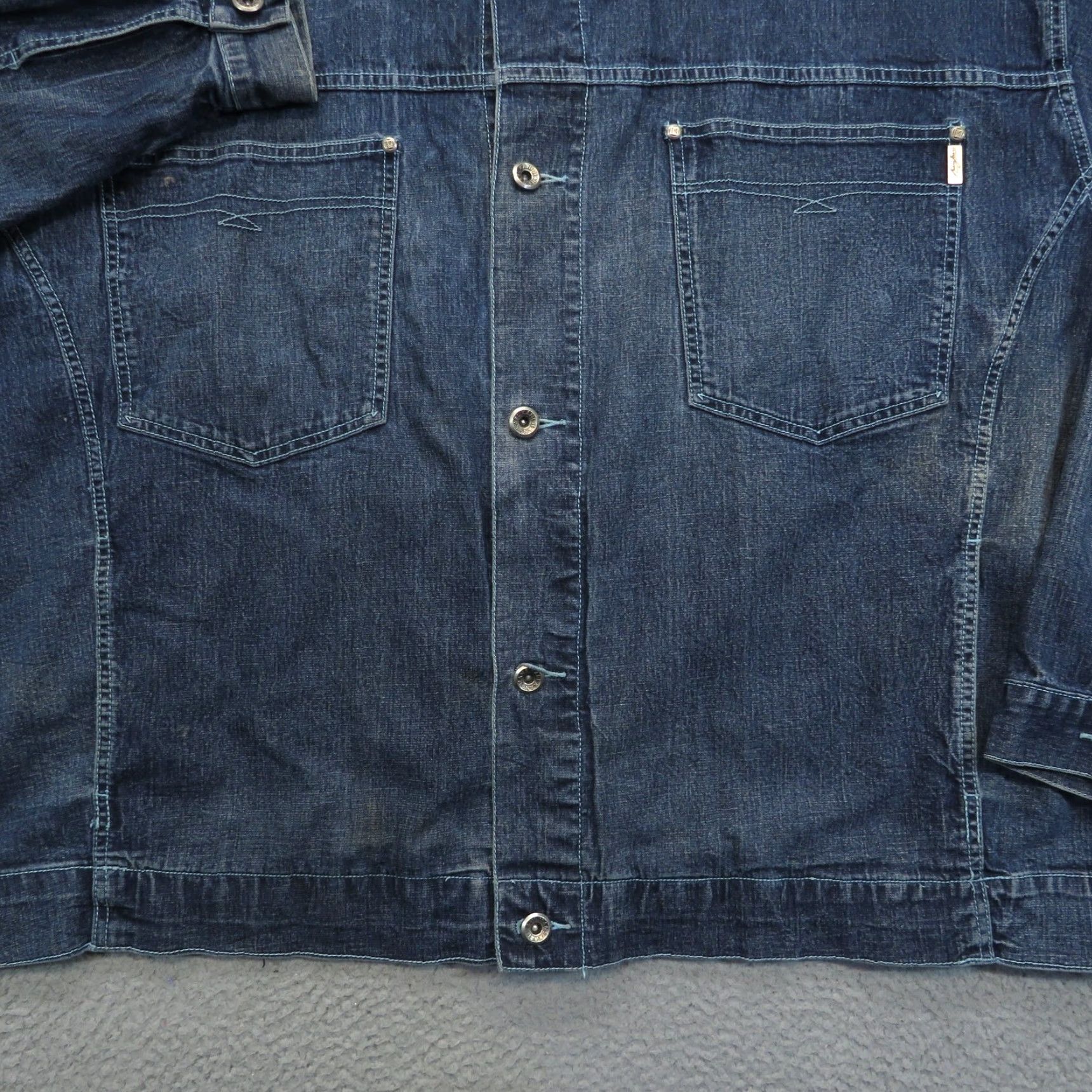 Karl Kani VINTAGE Karl Kani Jacket Mens 4XL Denim Buckle Back Jean Y2K Blue Streetwear 90s Size US 39 - 6 Thumbnail