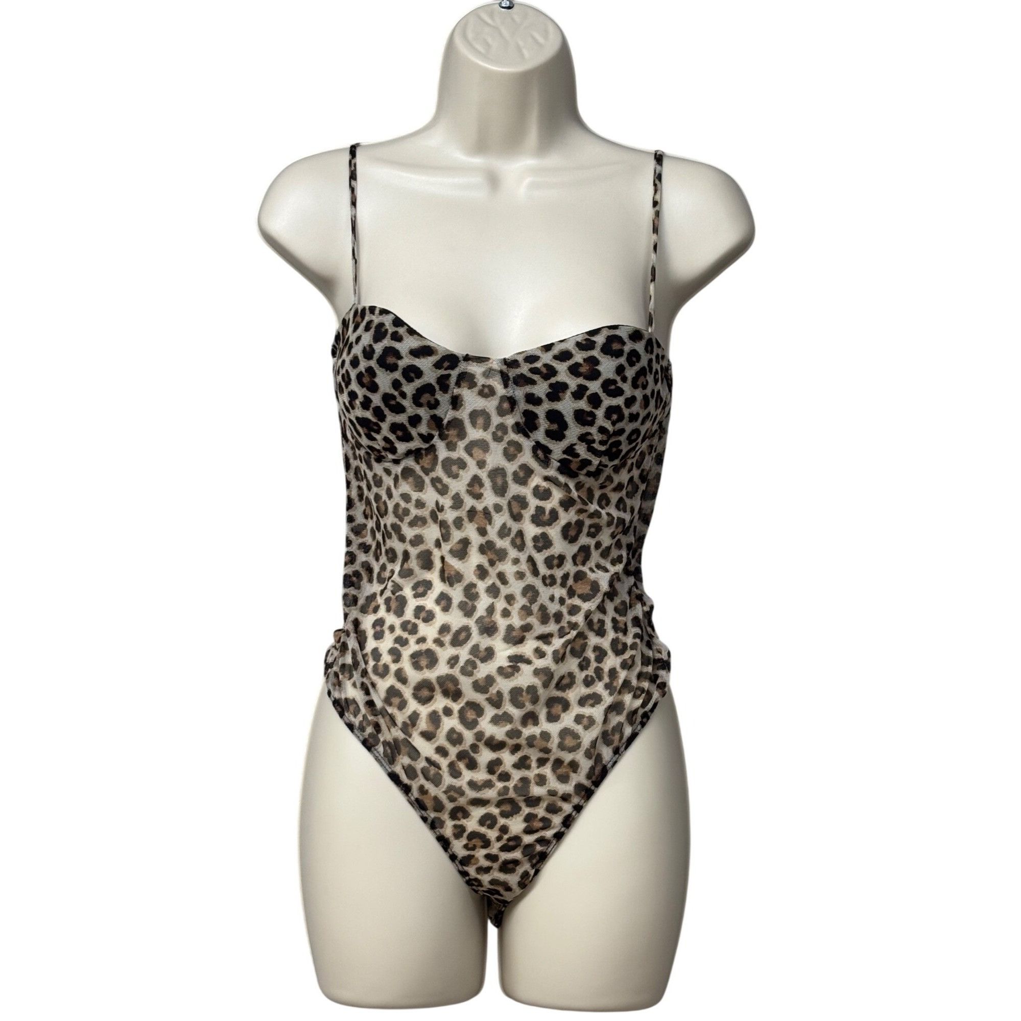 Other 21 Saints Leopard Print Sheer Mesh Bodysuit, Brown, Sz. L Size L / US 10 / IT 46 - 1 Thumbnail
