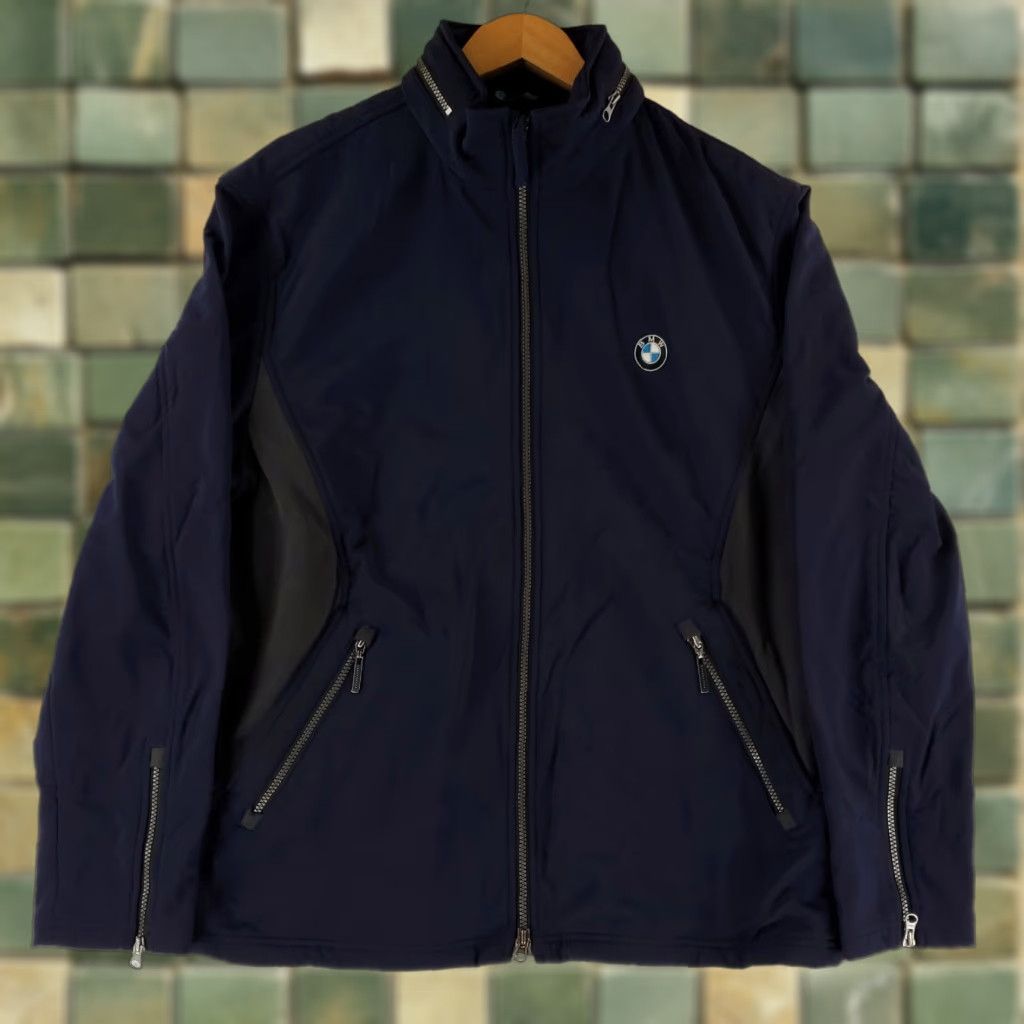 BMW BMW Full Zip Jacket Windbreaker Mens XL Navy Blue Softshell Hooded Jacket Size US XL / EU 56 / 4 - 1 Thumbnail