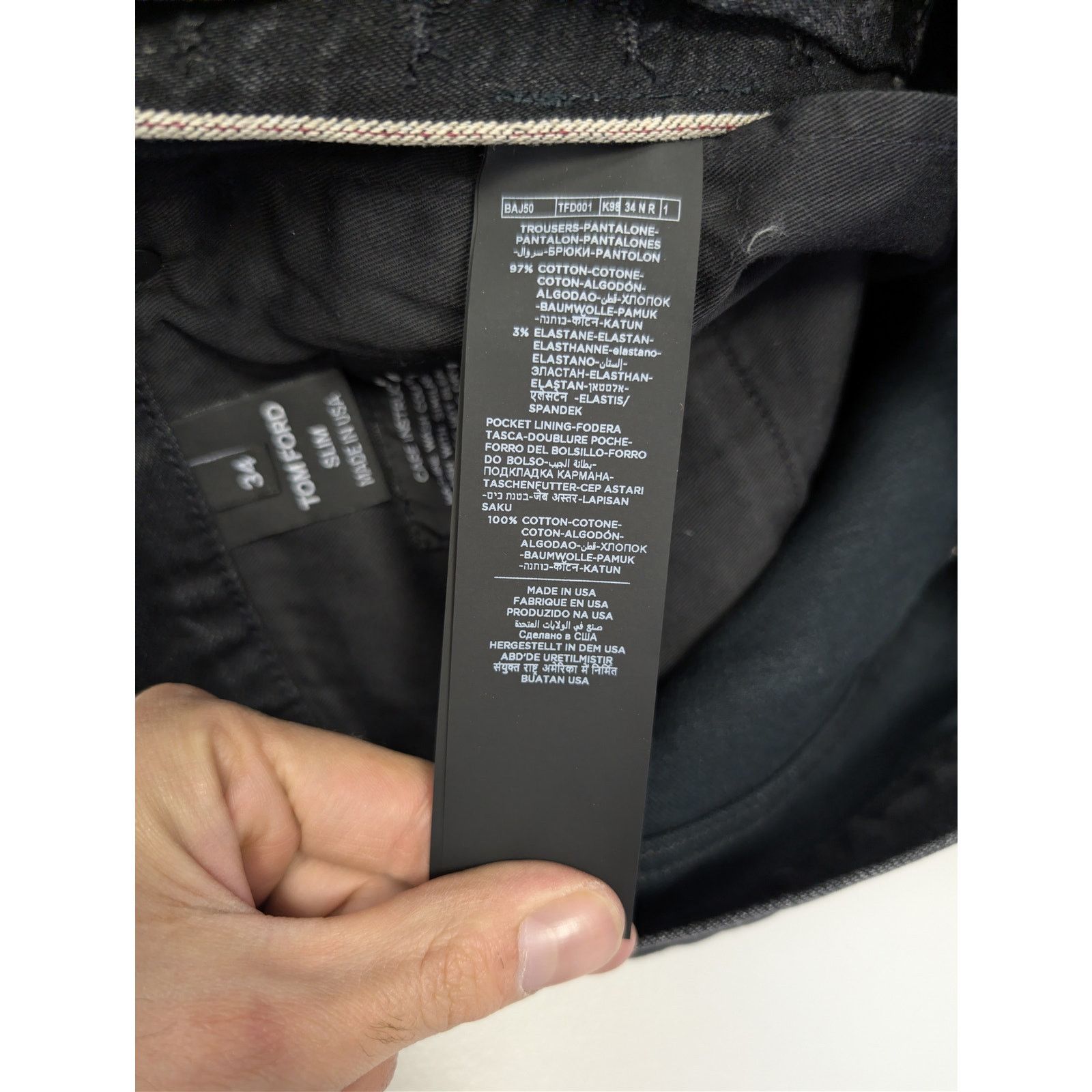 Tom Ford o1rshd1 Slim Fit Denim Jeans in Aged Black Size US 34 / EU 50 - 18 Thumbnail