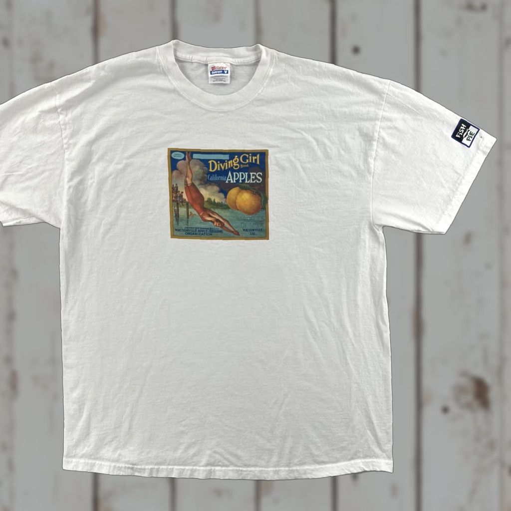 Hanes VINTAGE Hanes Comfor-T T-Shirt California Diving Girl White XL Men Shirt Short Sleeve Crew Neck Size US XL / EU 56 / 4 - 1 Thumbnail