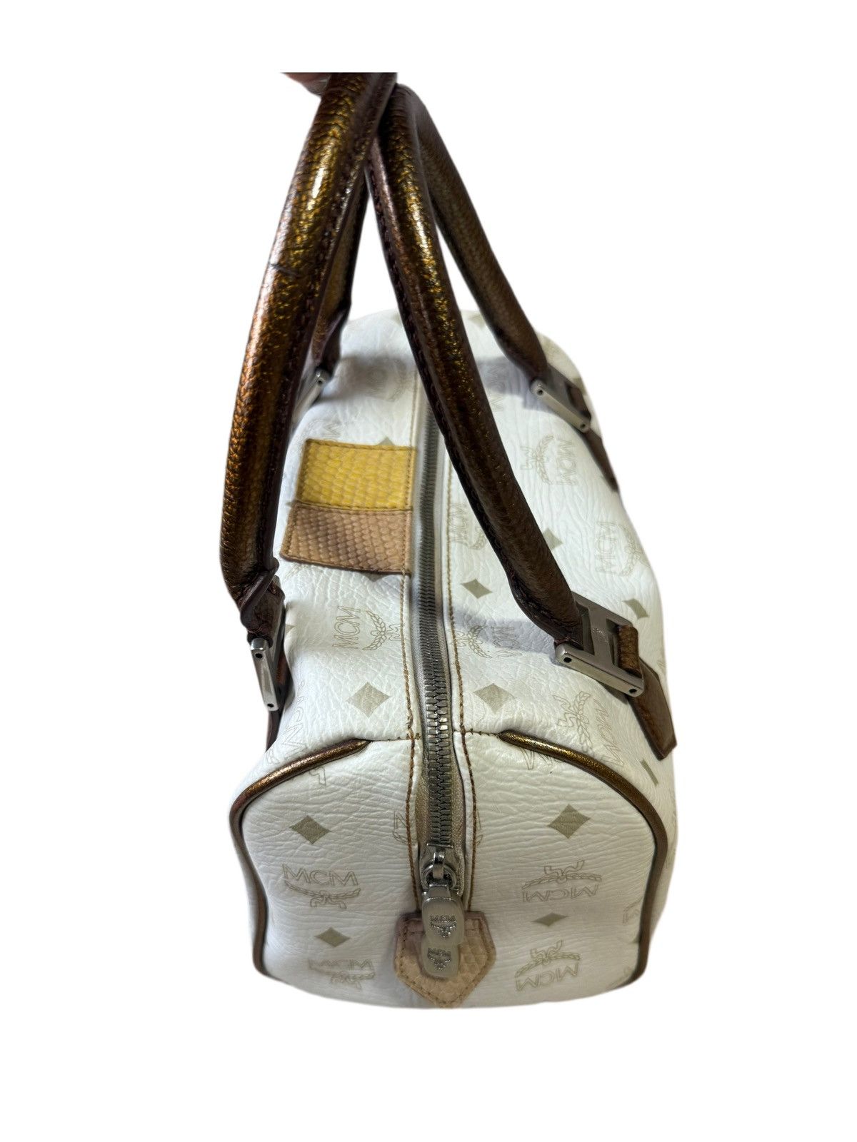 MCM Vintage MCM White Visetos Boston Bag Size ONE SIZE - 3 Thumbnail