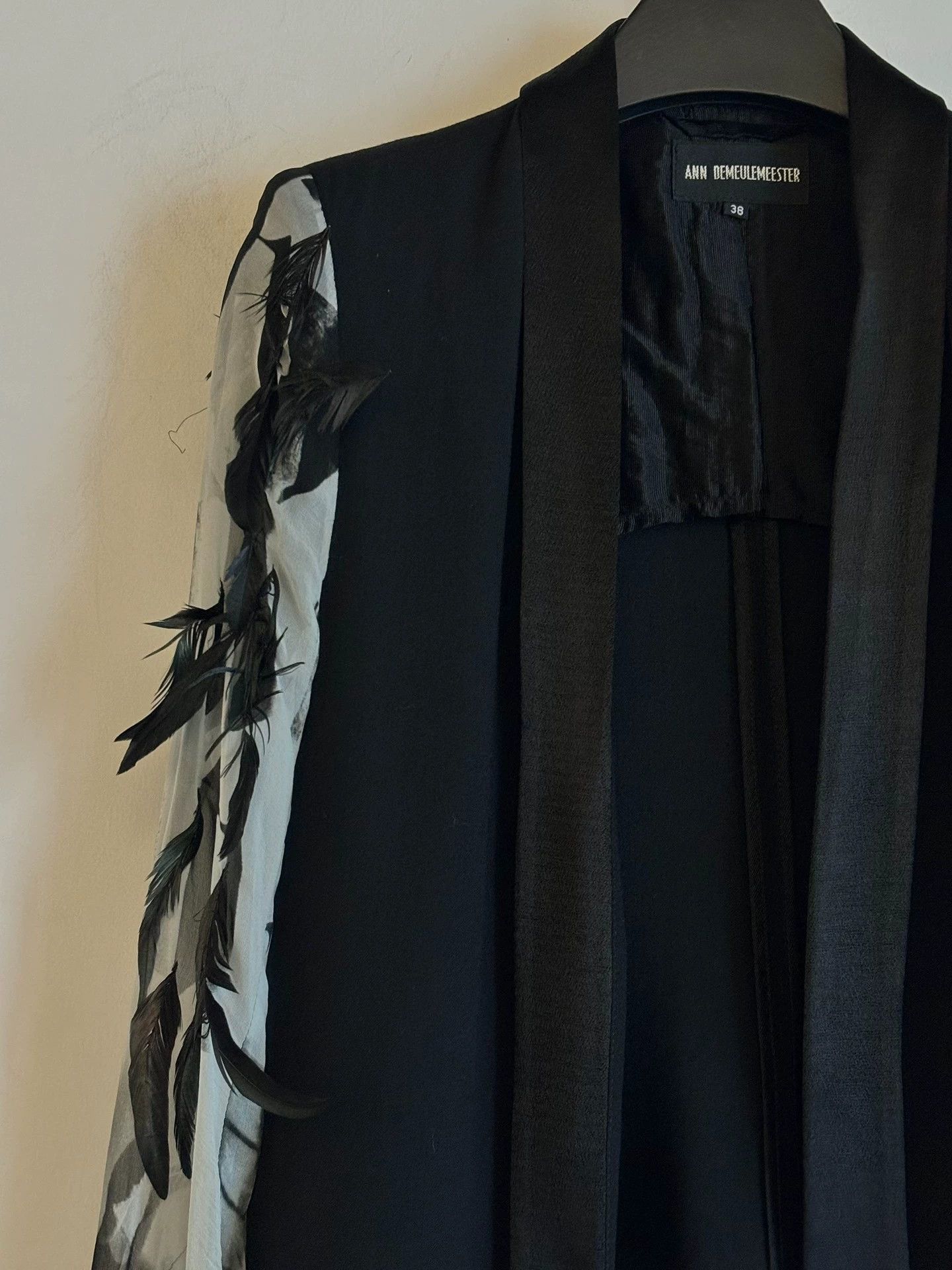 Ann Demeulemeester Ann Demeulemeester 2012 S/S Feather & Silk Wool Coat 38 Size XS / US 0-2 / IT 36-38 - 4 Thumbnail