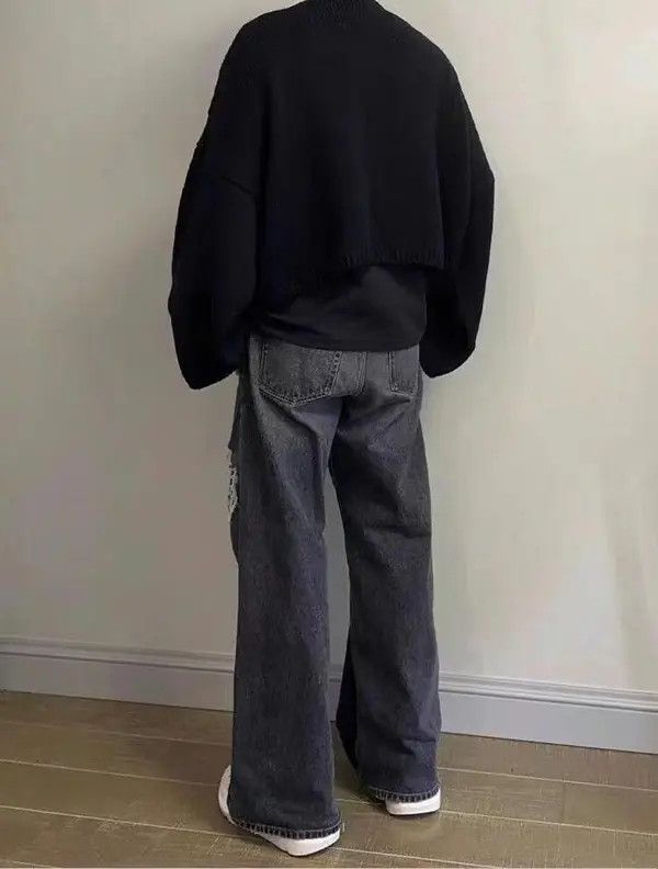 Vintage Fukatsu x Jingu Distressed Baggy Wide Leg Denim Jeans Size US 33 - 4 Thumbnail