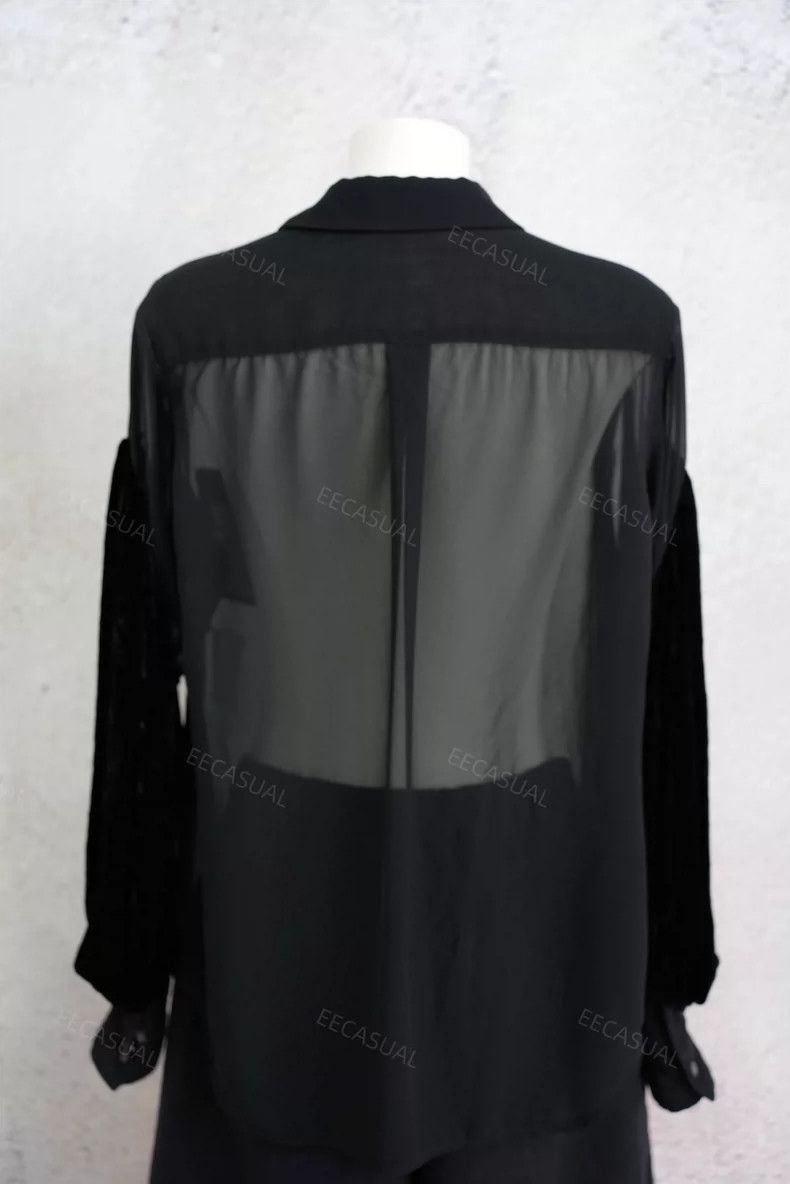 Comme des Garcons Comme Des Garcons Black Velvet Shirt with Lantern Sleeves Size M / US 6-8 / IT 42-44 - 7 Thumbnail