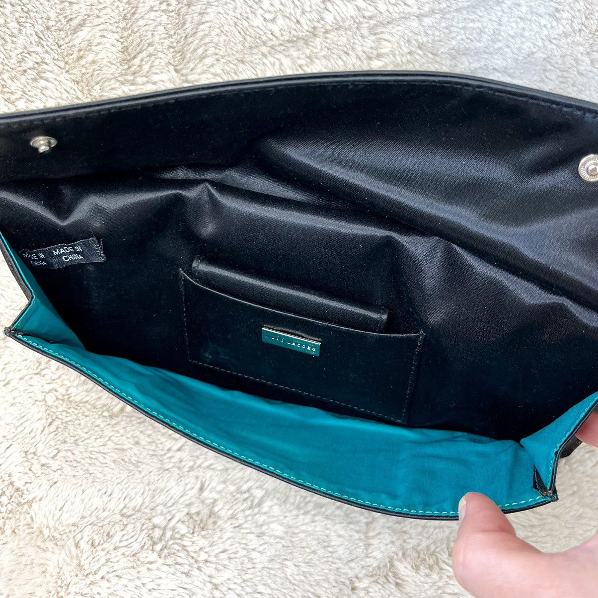 Marc Jacobs Sequin Black Satin Lightning Bolt Clutch
