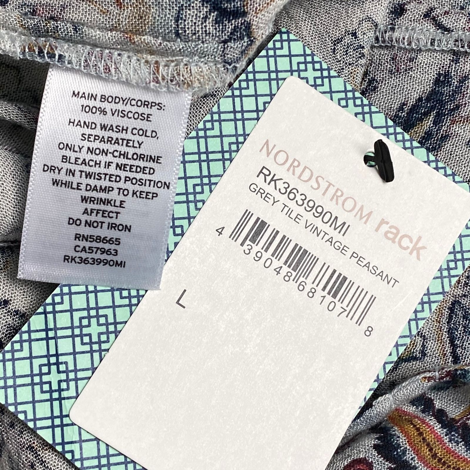 Other Susina Nordstrom Gray Floral Keyhole Peasant Shirt Large Size L / US 10 / IT 46 - 3 Thumbnail