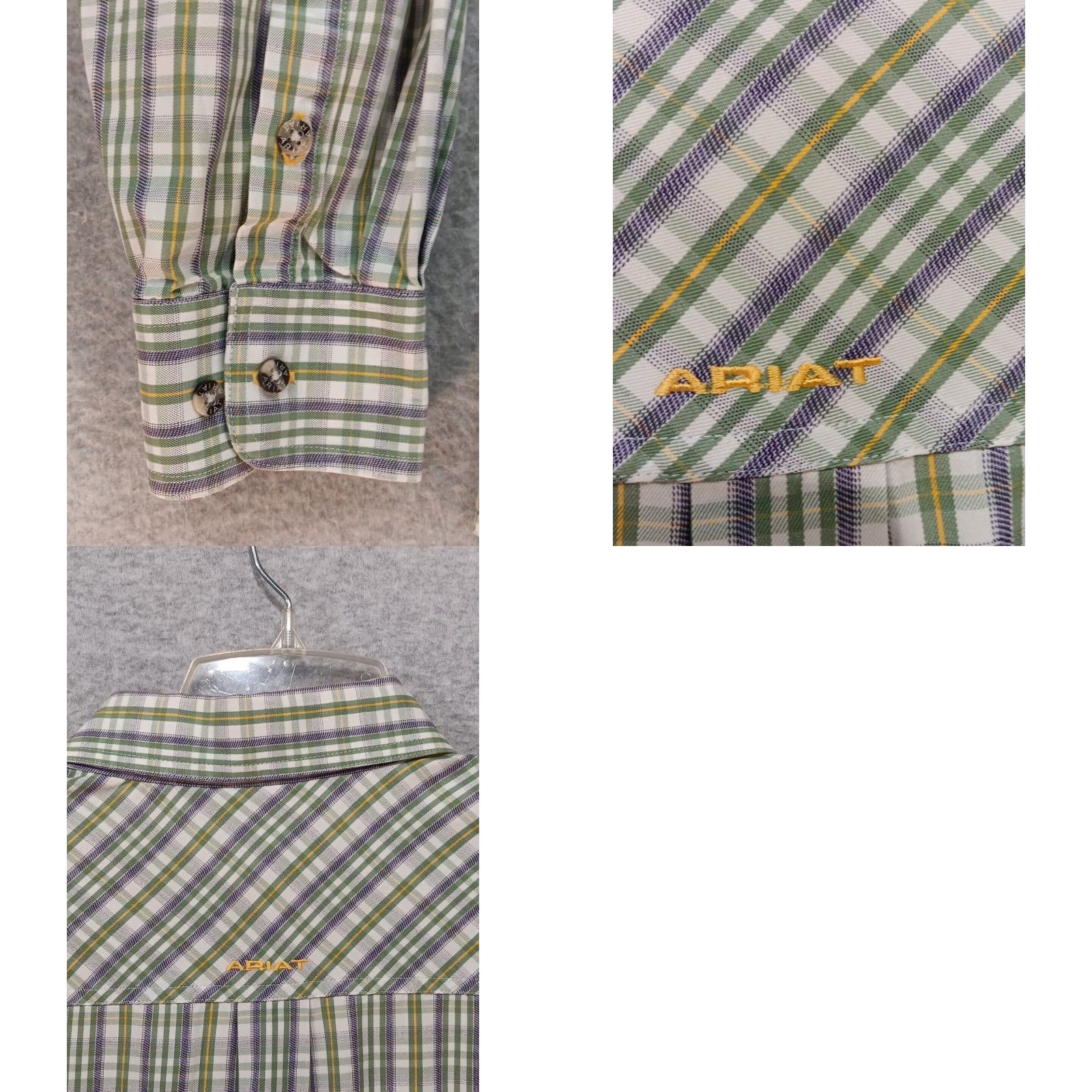 Ariat Ariat Pro Series Shirt Button-Up XL Plaid Green White Blue Long Sleeve Collared Western Casual Workwear Men Mens Size US XL / EU 56 / 4 - 8 Thumbnail