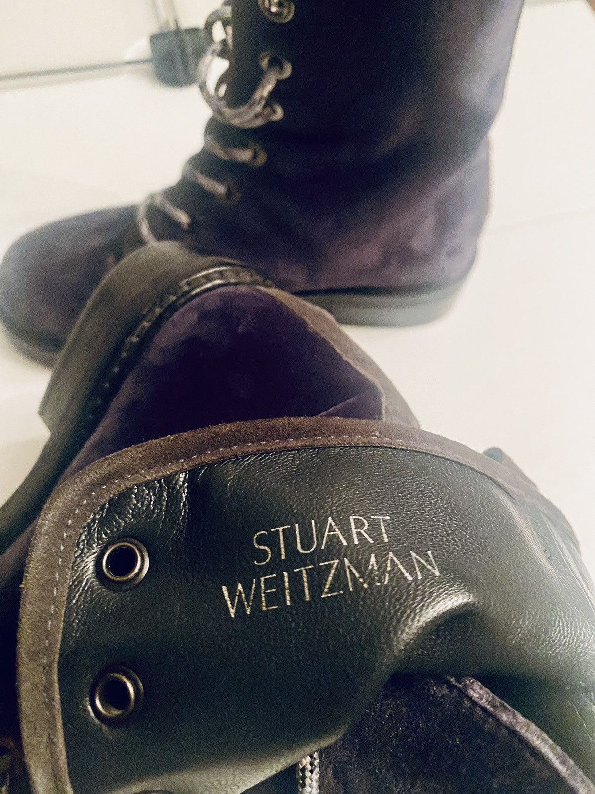 Stuart Weitzman Stuart Weitzman Metermaid Deep Purple Velvet Combat Boot 5.5 Size US 5.5 / IT 35.5 - 2 Thumbnail