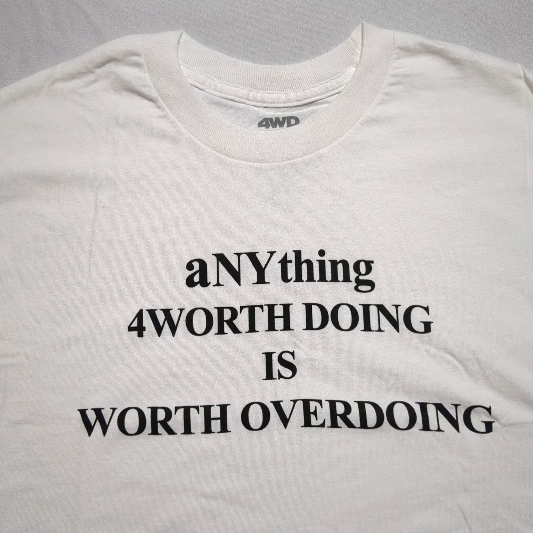 Vintage VINTAGE 4 Worth Doing aNYthing White T-Shirt Men L Graphic Print Crew Neck Short Sleeve Logo Tee Mens Size US L / EU 52-54 / 3 - 2 Thumbnail