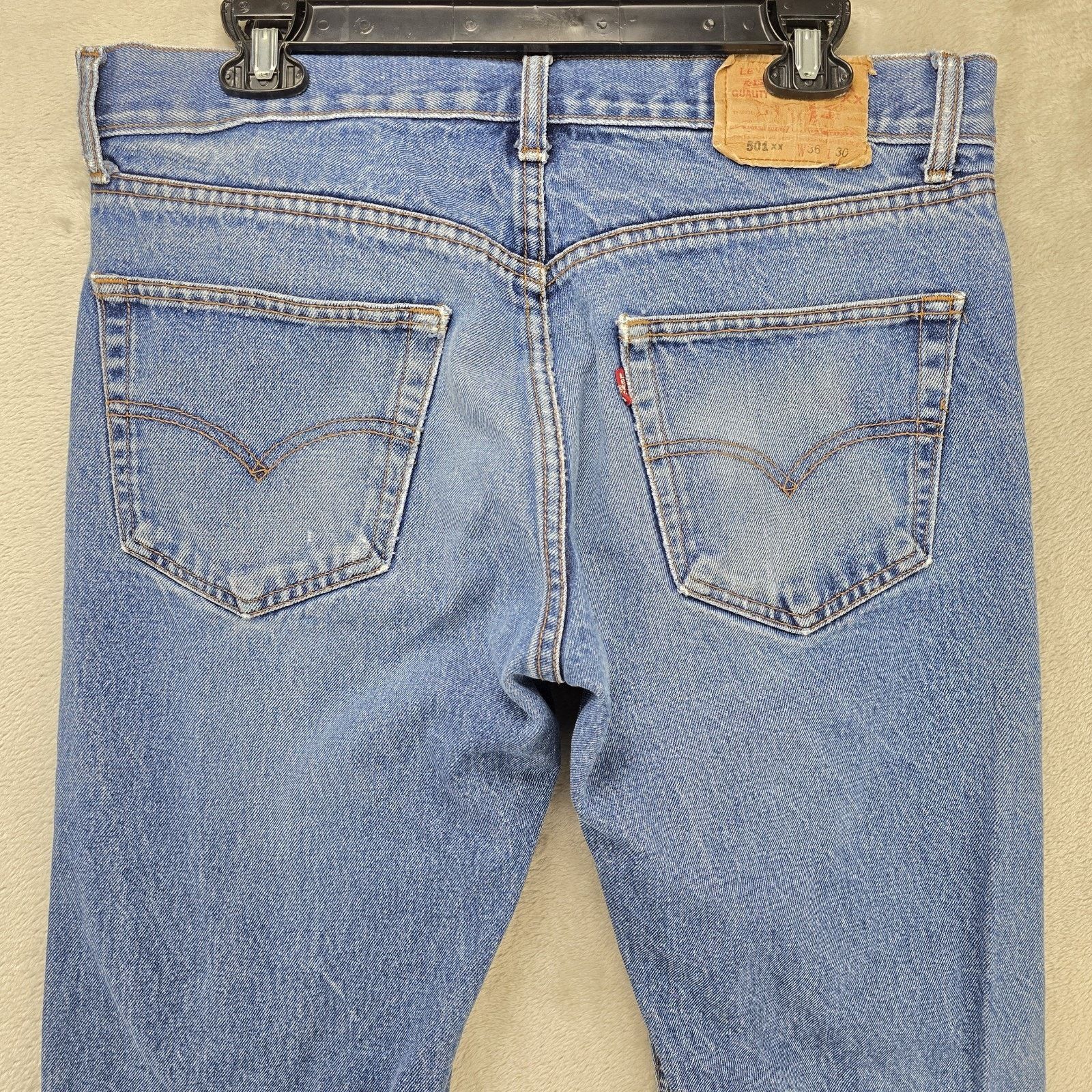Levi's Vtg Levis 501xx Jeans 36x30 (Fits 34x29 Distressed Whiskers Size US 34 / EU 50 - 10 Thumbnail